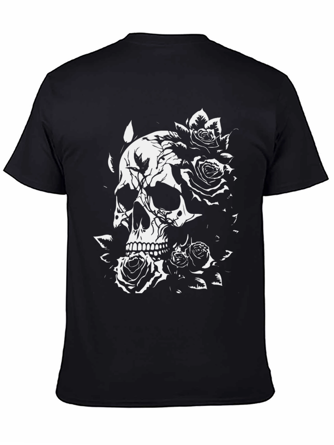 Skull & Roses Graphic Black T-Shirt