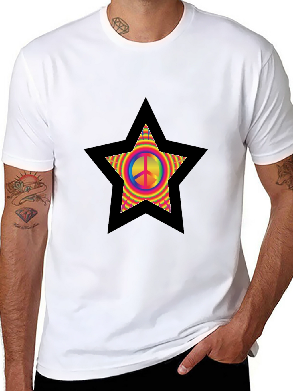 Peace Star T-Shirt - Retro Hippie Style
