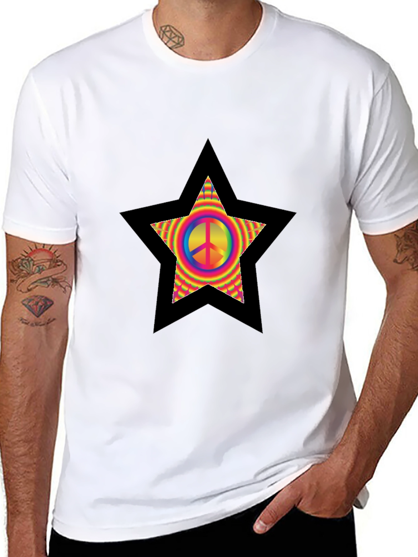 Peace Star T-Shirt - Retro Hippie Style