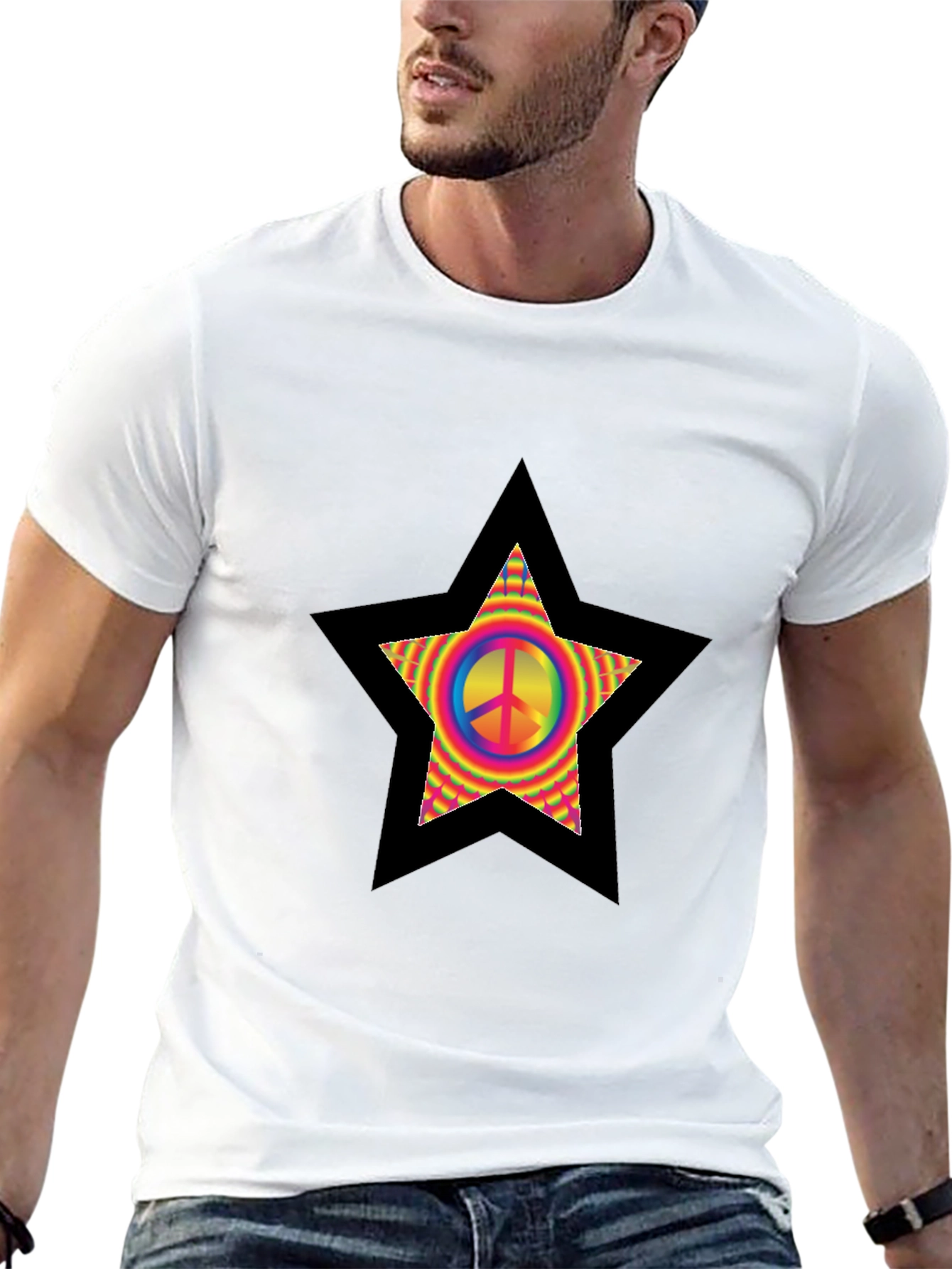 Peace Star T-Shirt - Retro Hippie Style