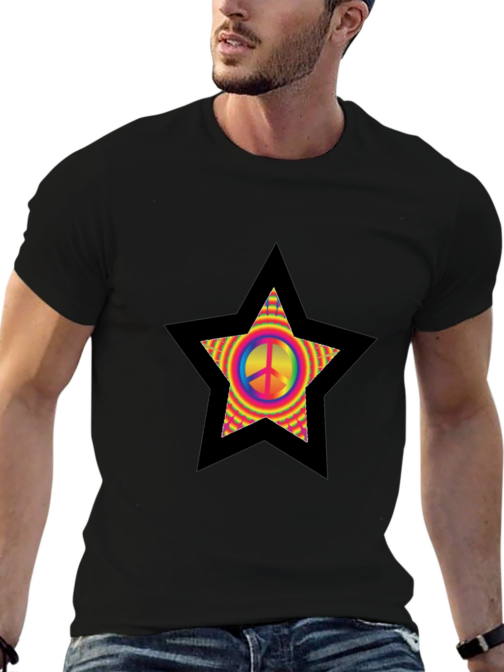 Peace Star T-Shirt - Retro Hippie Style