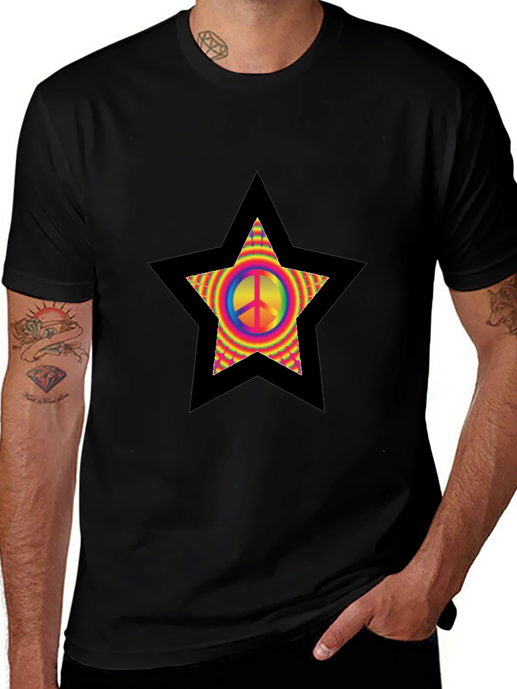 Peace Star T-Shirt - Retro Hippie Style