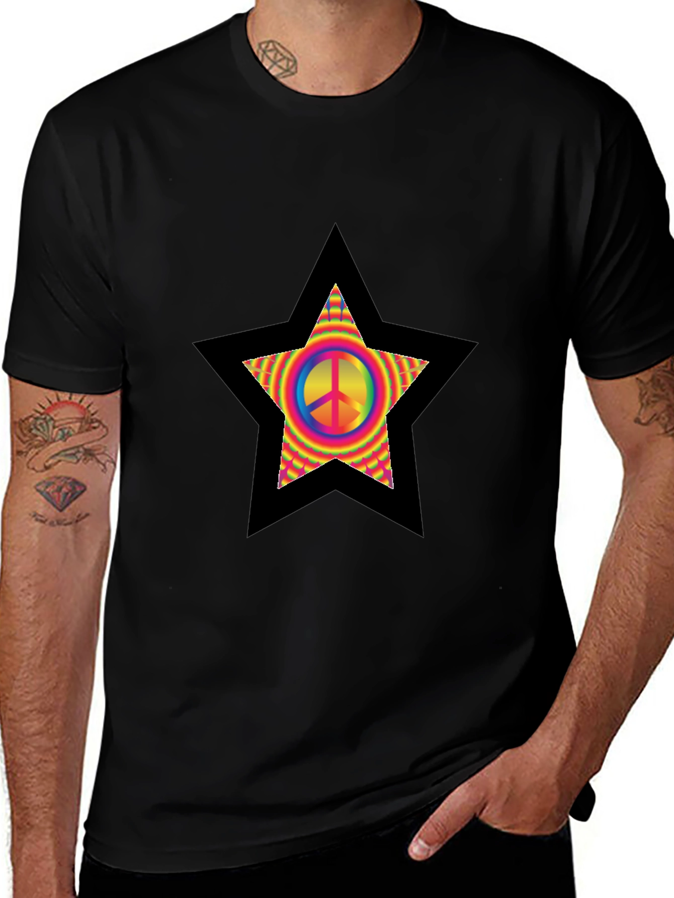 Peace Star T-Shirt - Retro Hippie Style