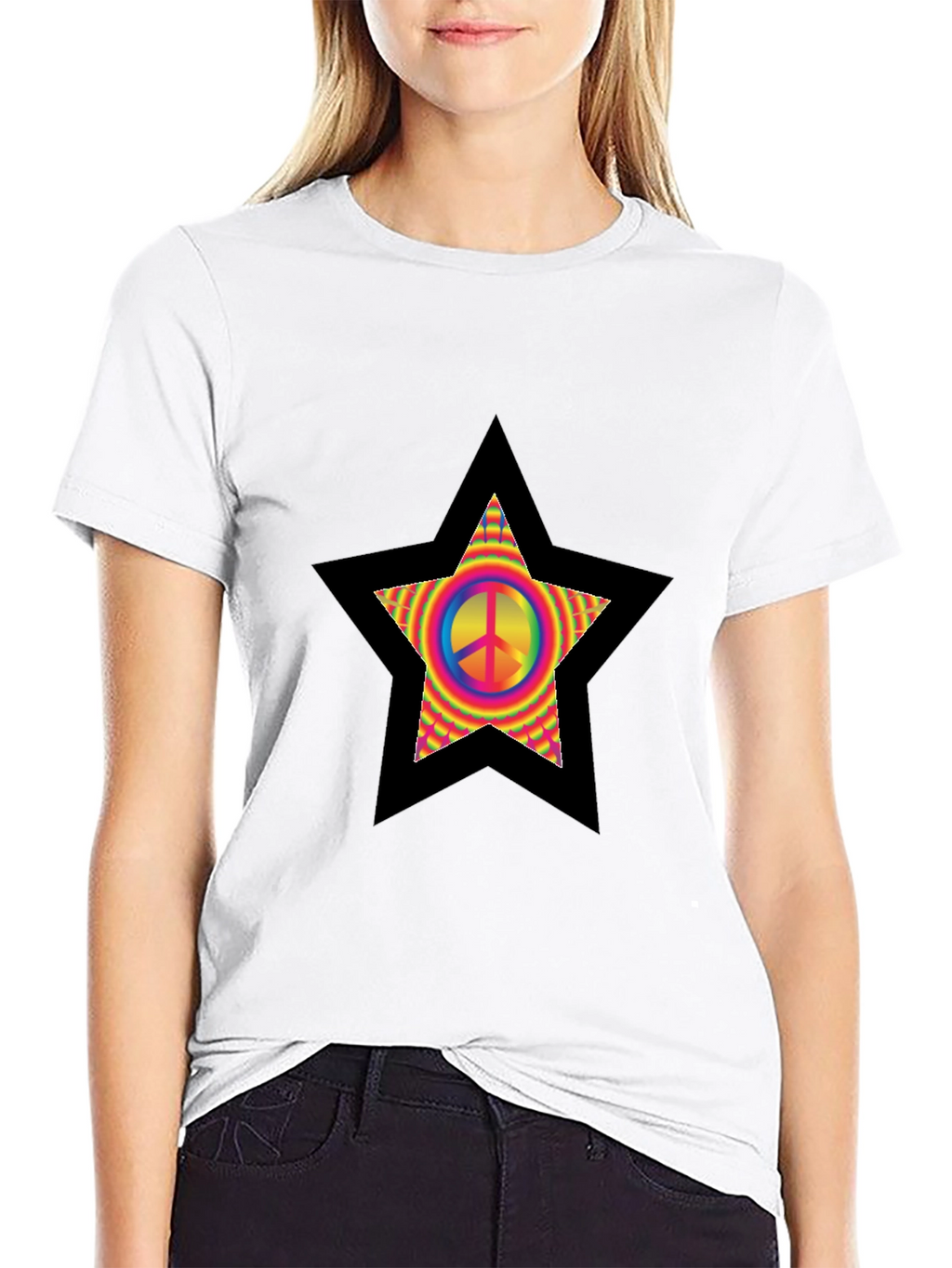 Peace Star T-Shirt - Retro Hippie Style