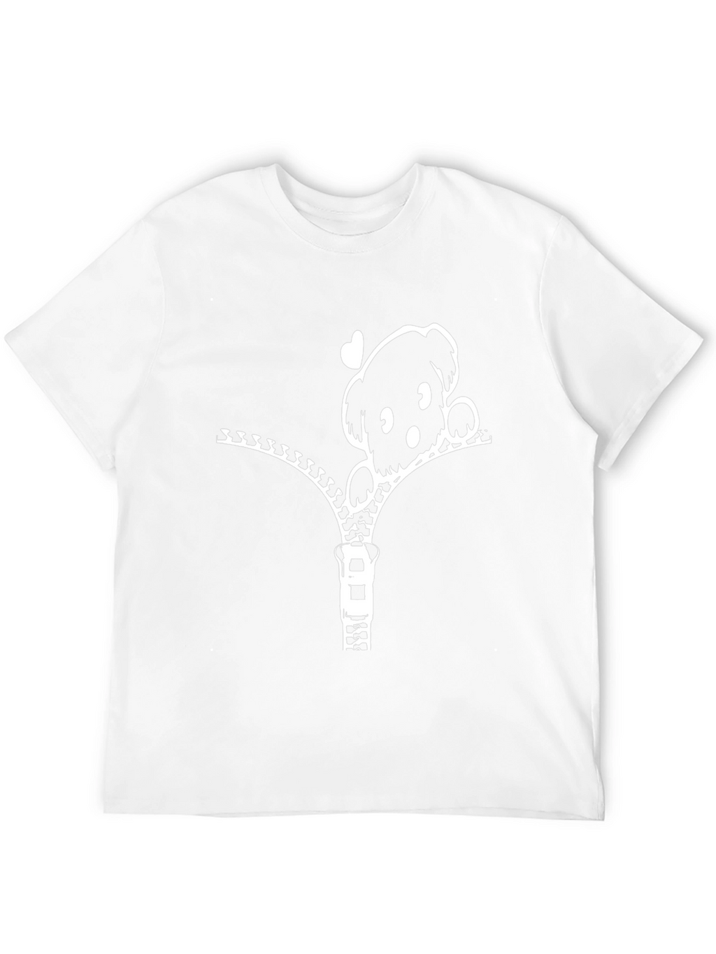 Cute Puppy Zipper T-Shirt - Black
