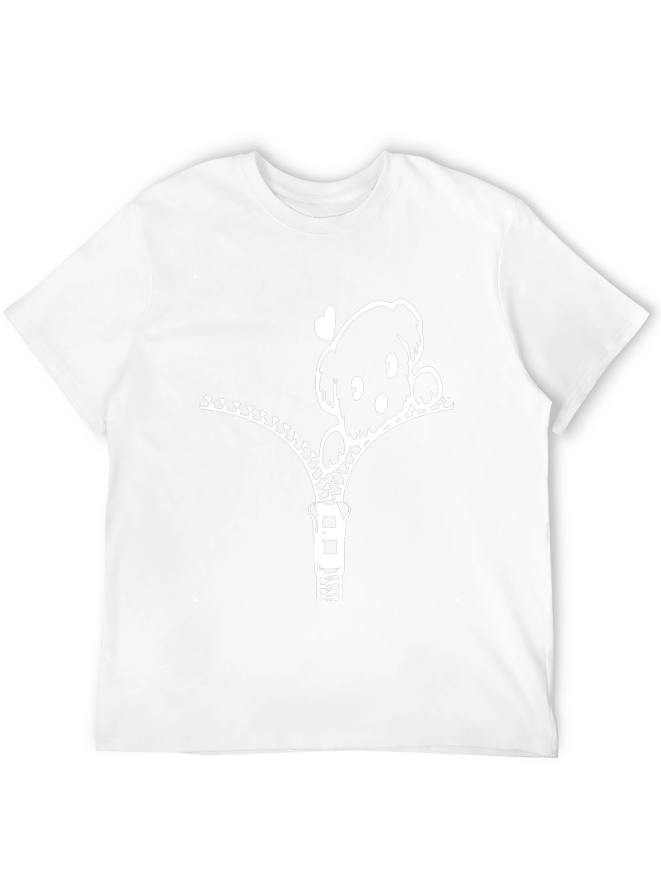 Cute Puppy Zipper T-Shirt - Black