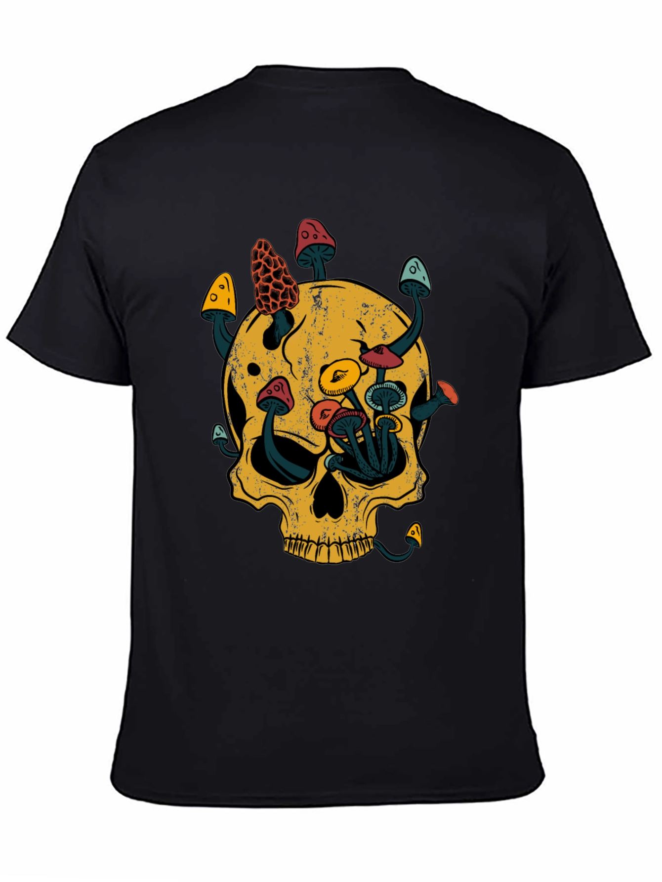 Skull & Mushroom Graphic Tee - Black