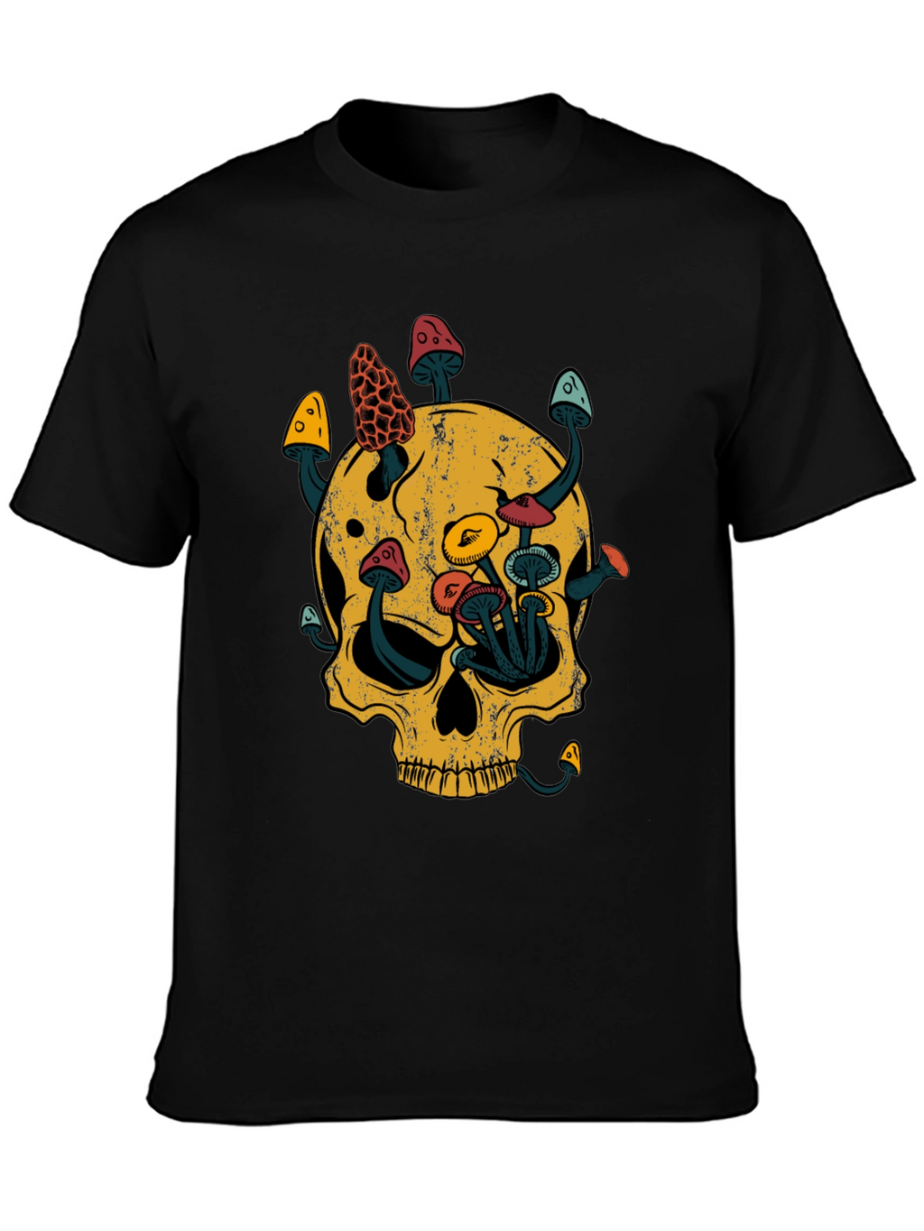 Skull & Mushroom Graphic Tee - Black