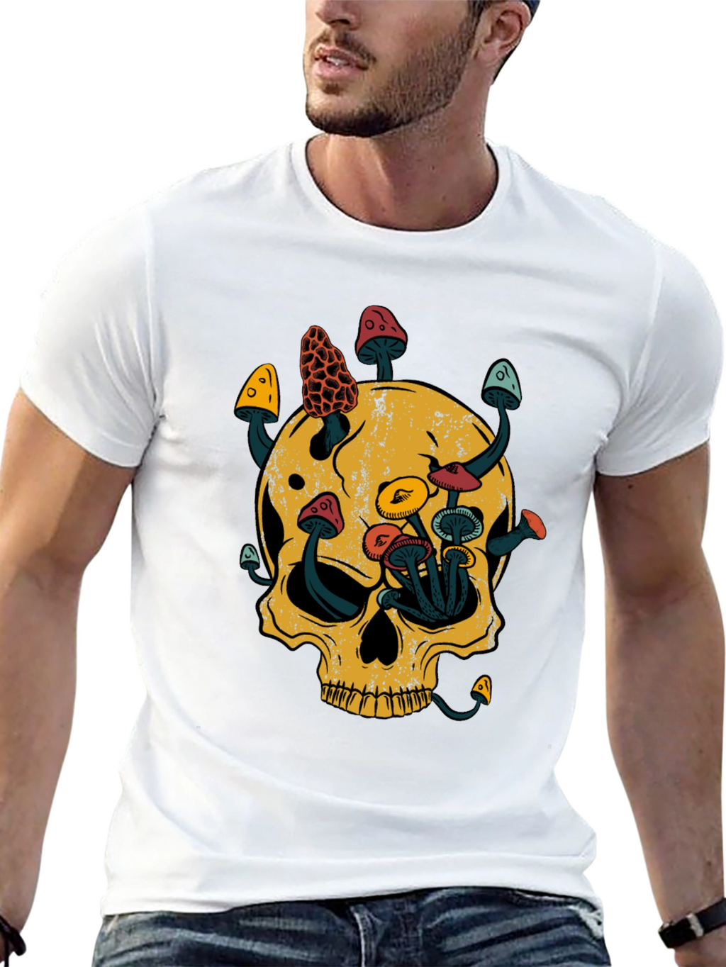 Skull & Mushroom Graphic Tee - Black