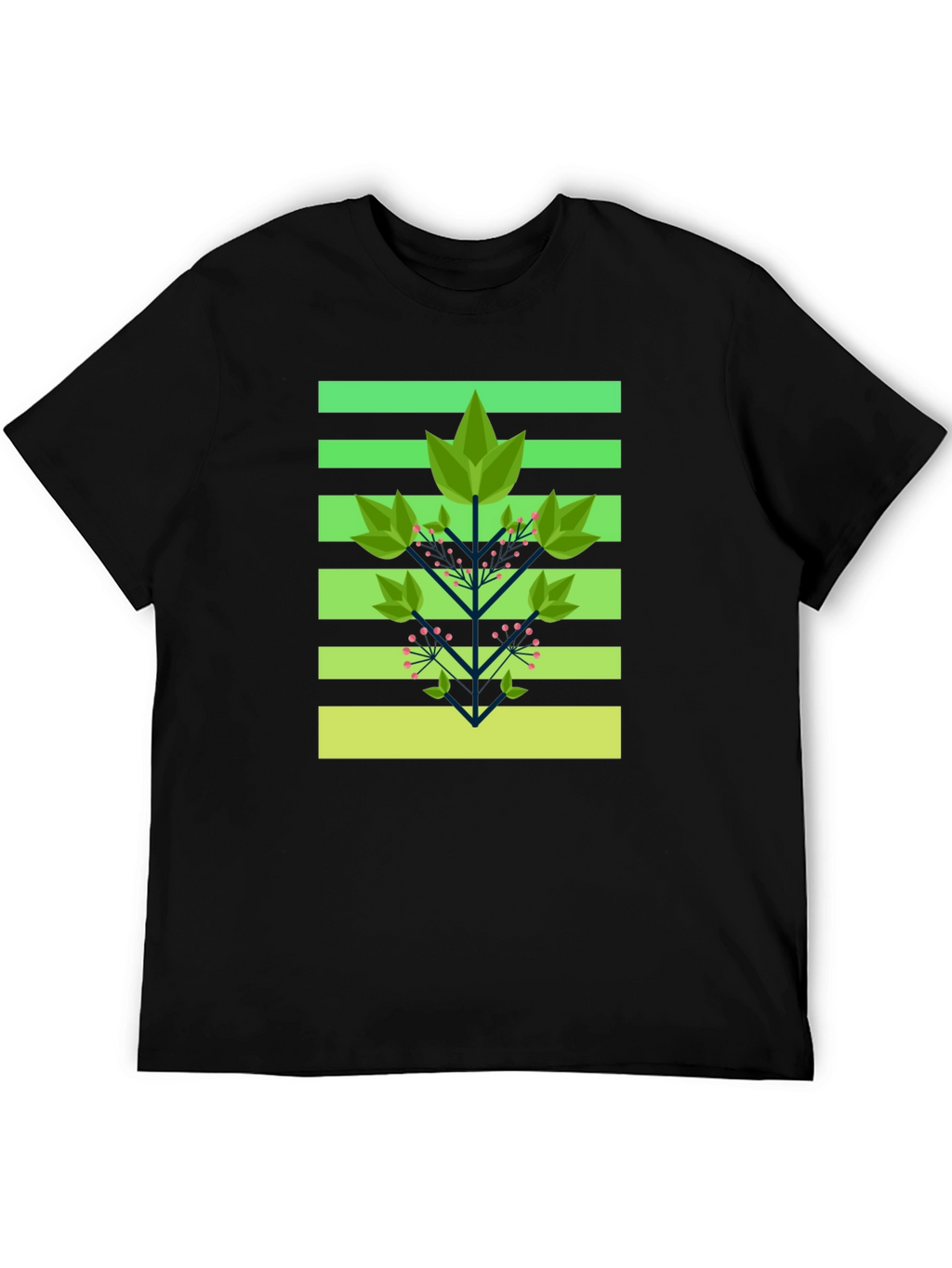 Geometric Foliage Print Tee - Modern Graphic Design