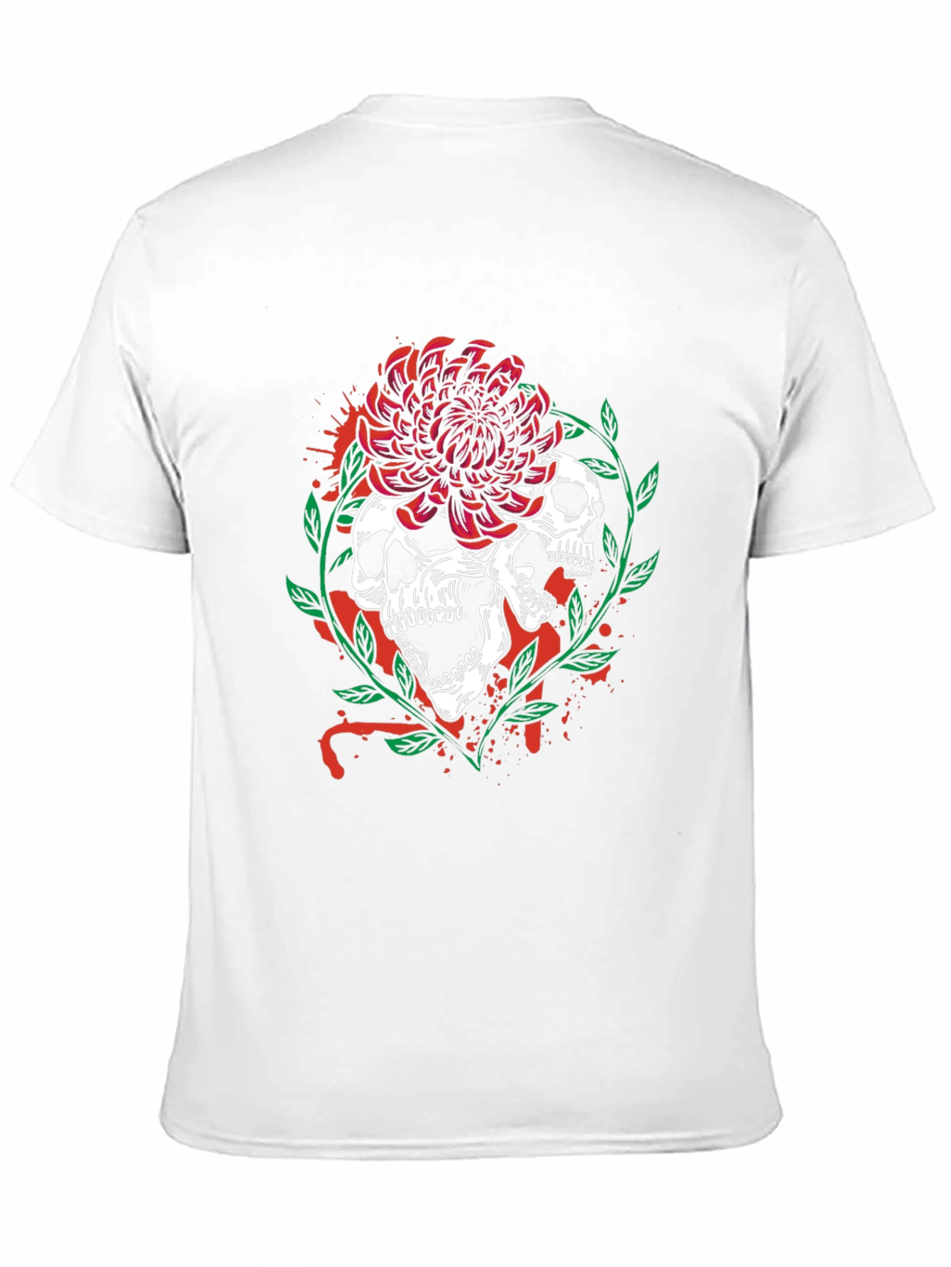 Skull & Flower Graphic Tee - Mens Black T-Shirt