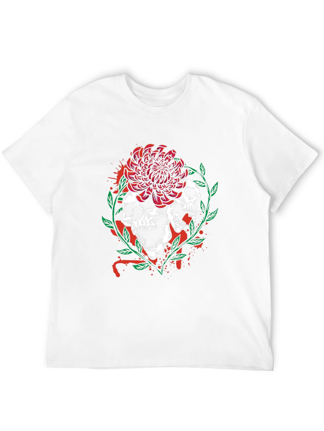 Skull & Flower Graphic Tee - Mens Black T-Shirt