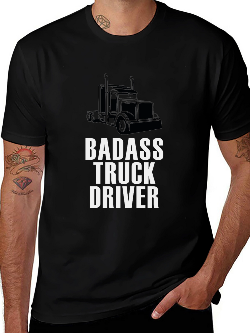 Badass Truck Driver Graphic Tee - Black