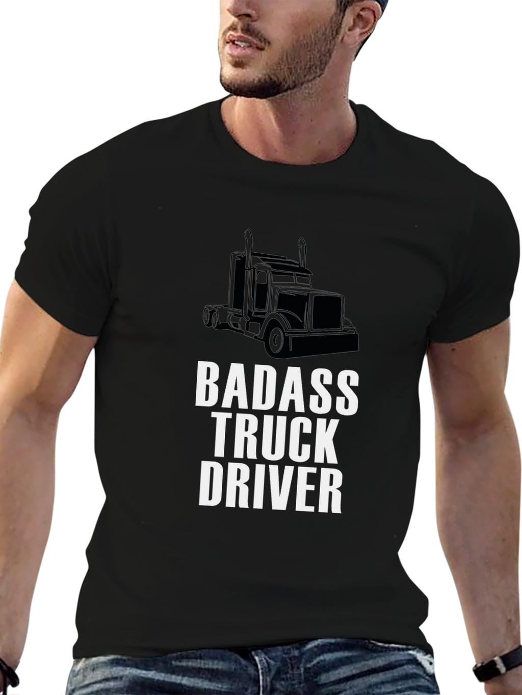 Badass Truck Driver Graphic Tee - Black