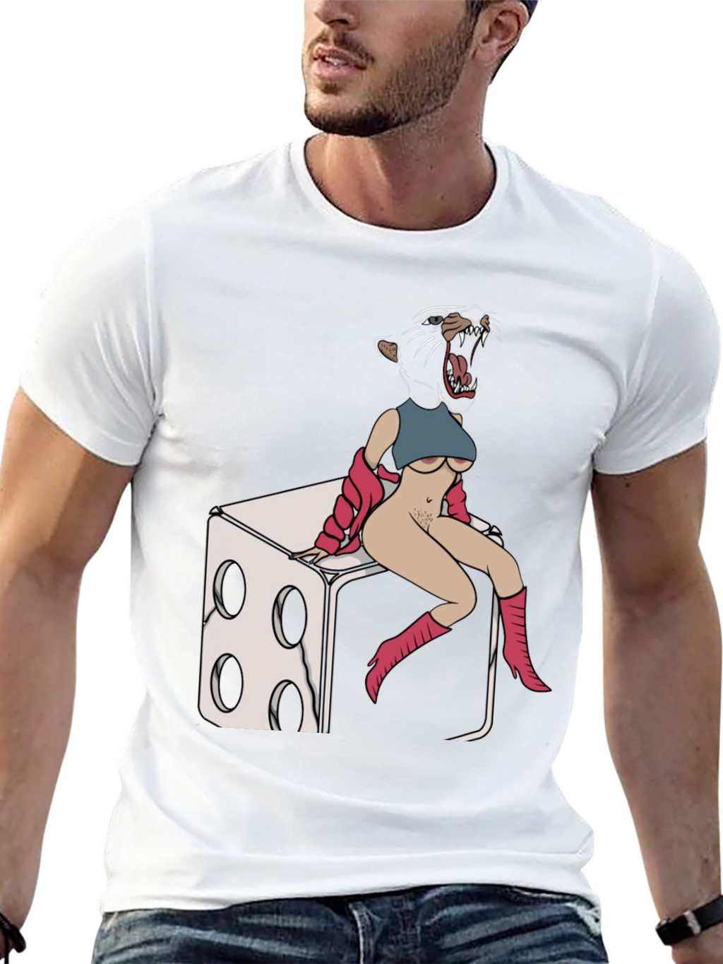 Panther Woman Dice T-Shirt - Edgy Graphic Tee