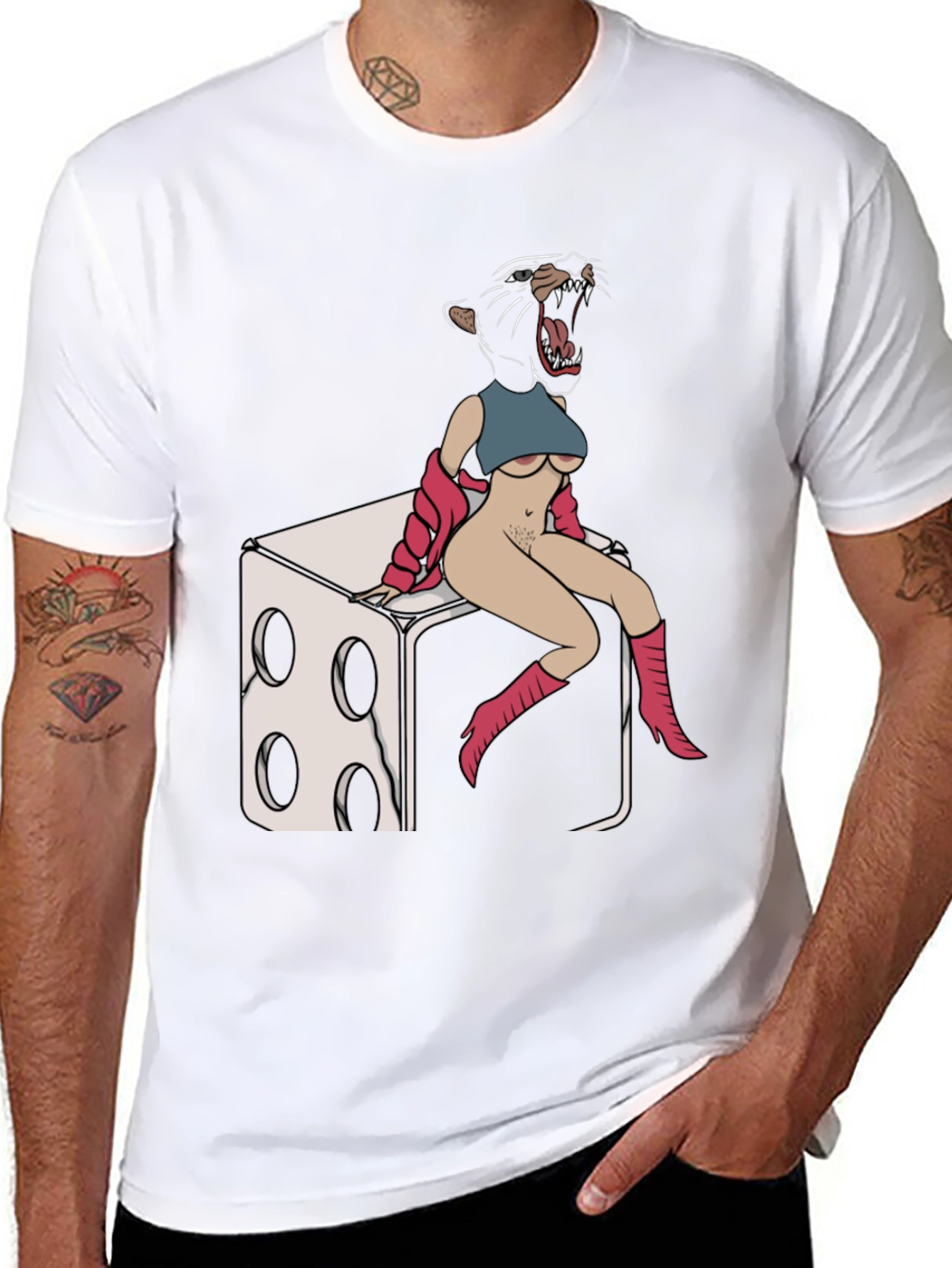 Panther Woman Dice T-Shirt - Edgy Graphic Tee