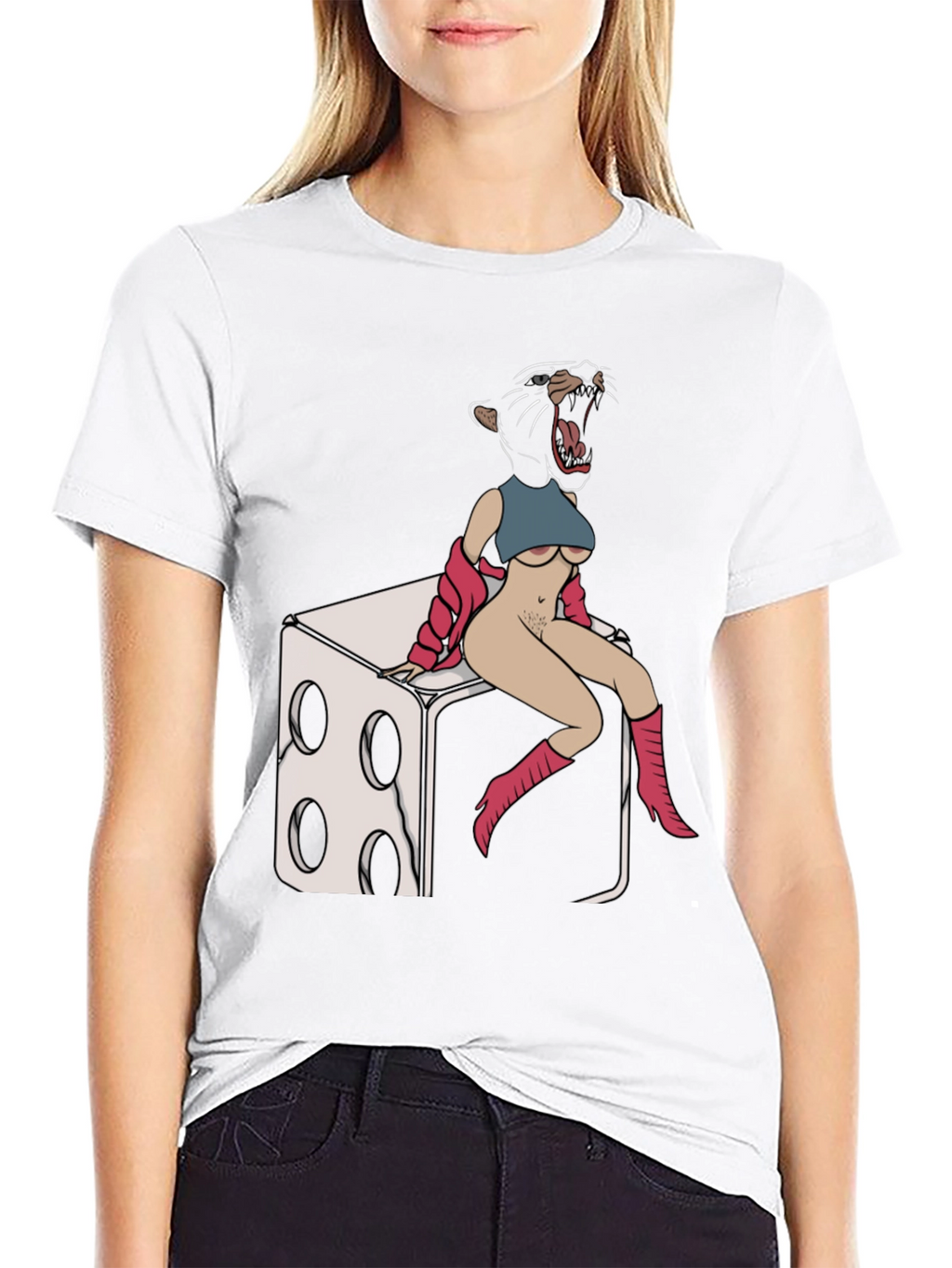 Panther Woman Dice T-Shirt - Edgy Graphic Tee