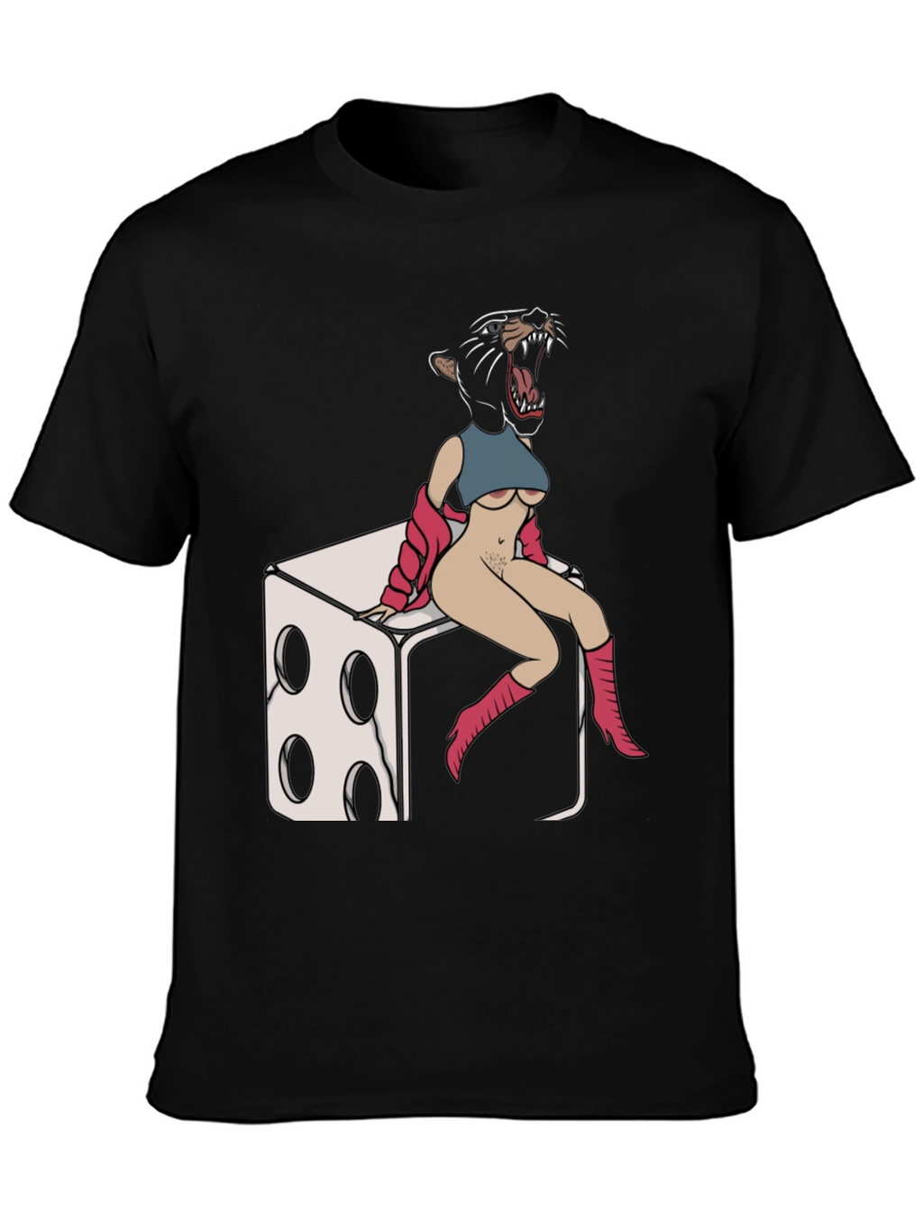 Panther Woman Dice T-Shirt - Edgy Graphic Tee