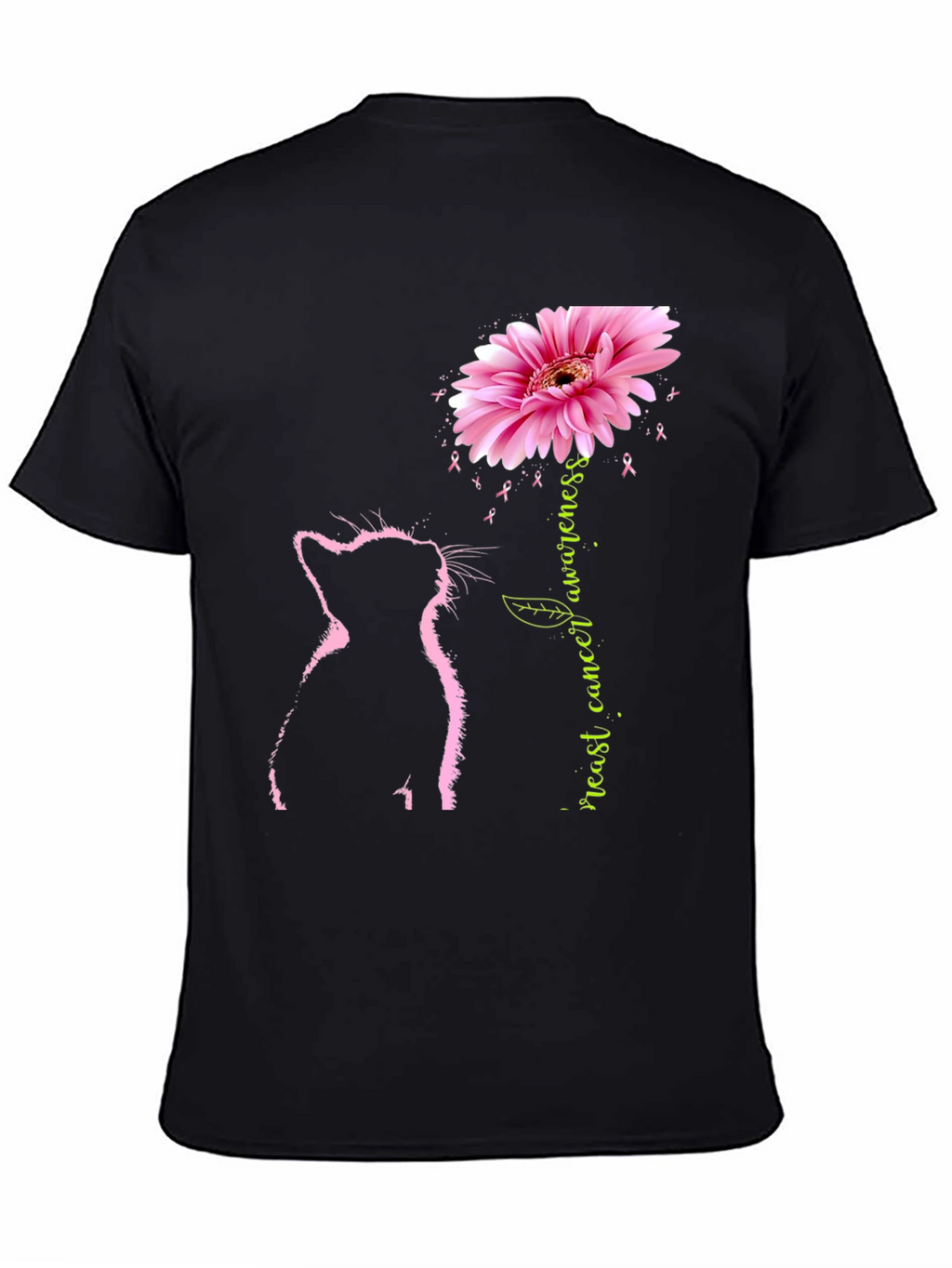 Pink Cat Breast Cancer Awareness T-Shirt