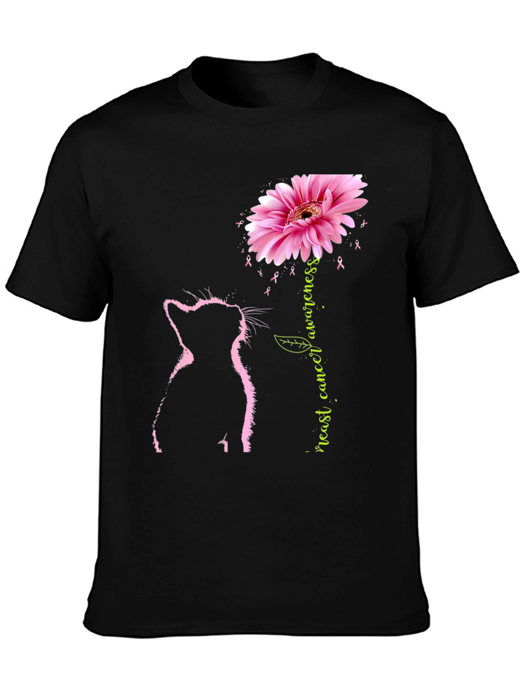 Pink Cat Breast Cancer Awareness T-Shirt