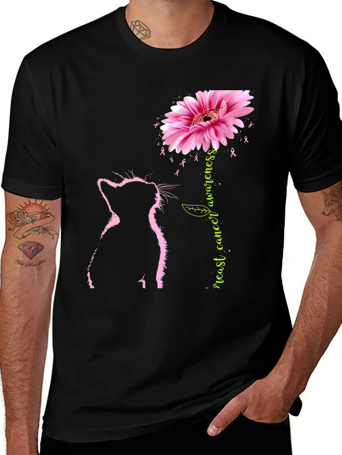 Pink Cat Breast Cancer Awareness T-Shirt