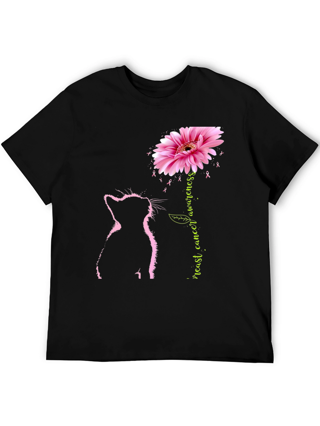 Pink Cat Breast Cancer Awareness T-Shirt