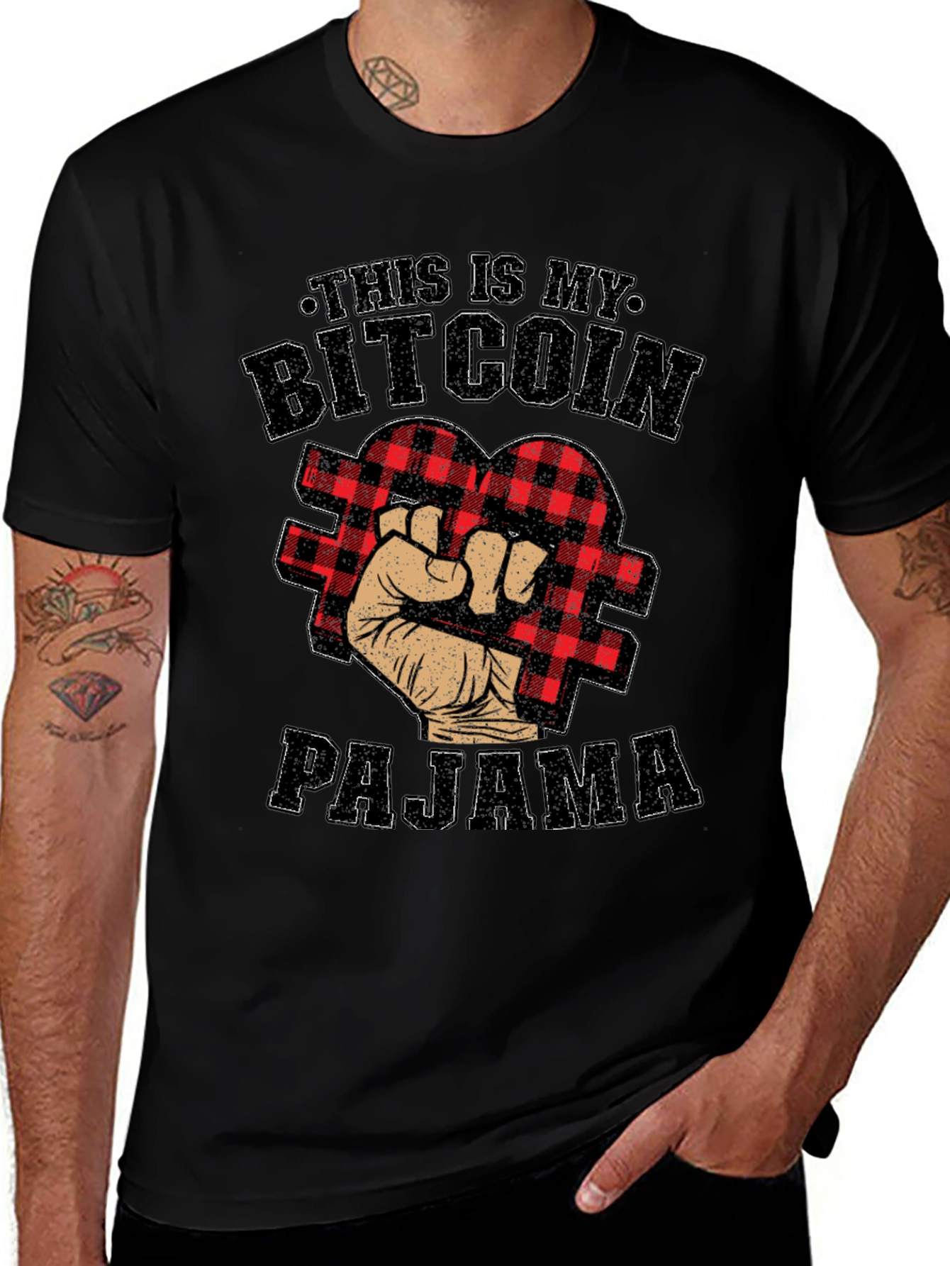 Bitcoin Pajama Black T-Shirt Crypto HODL