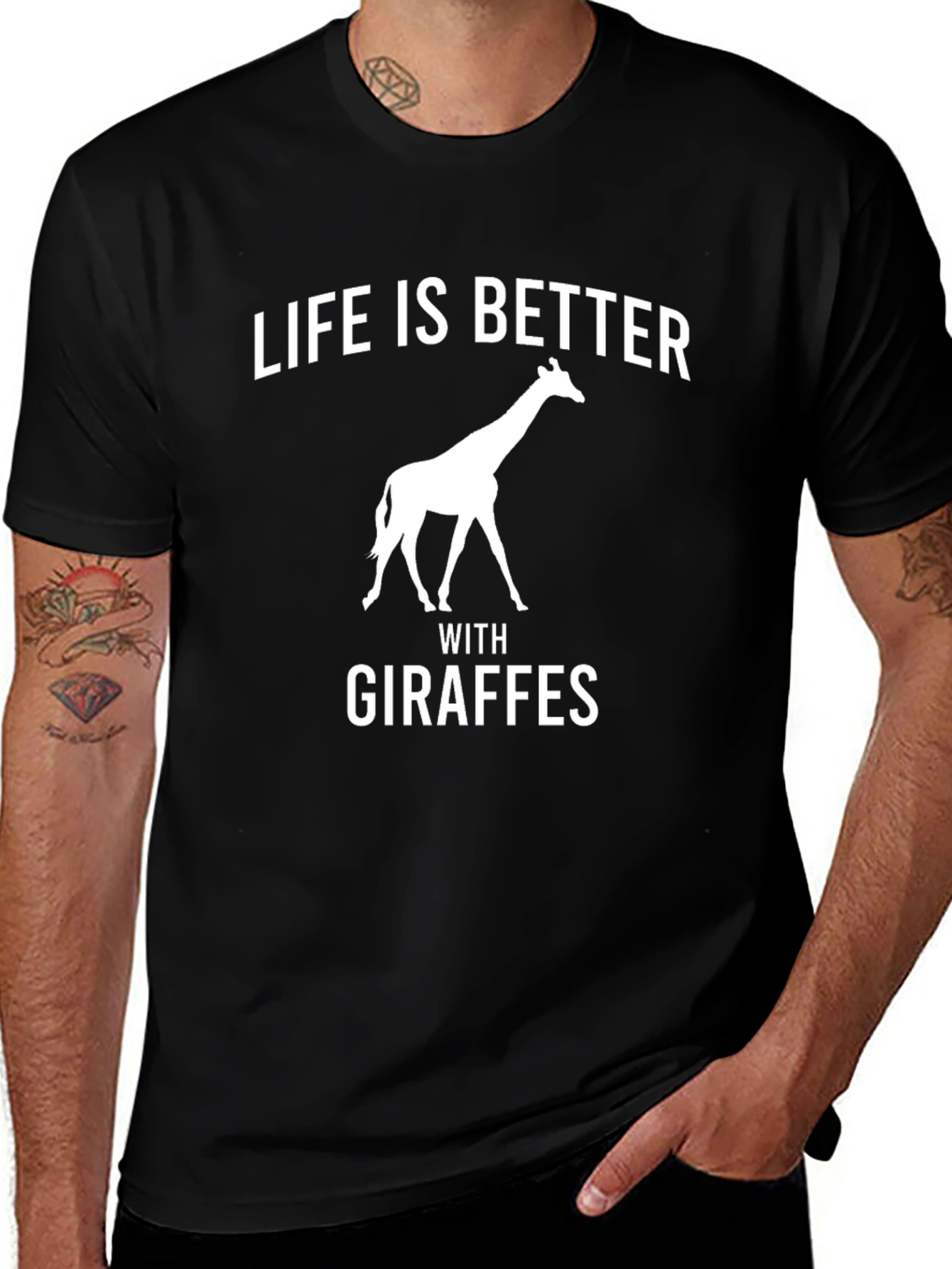 Life is Better with Giraffes Mens T-Shirt