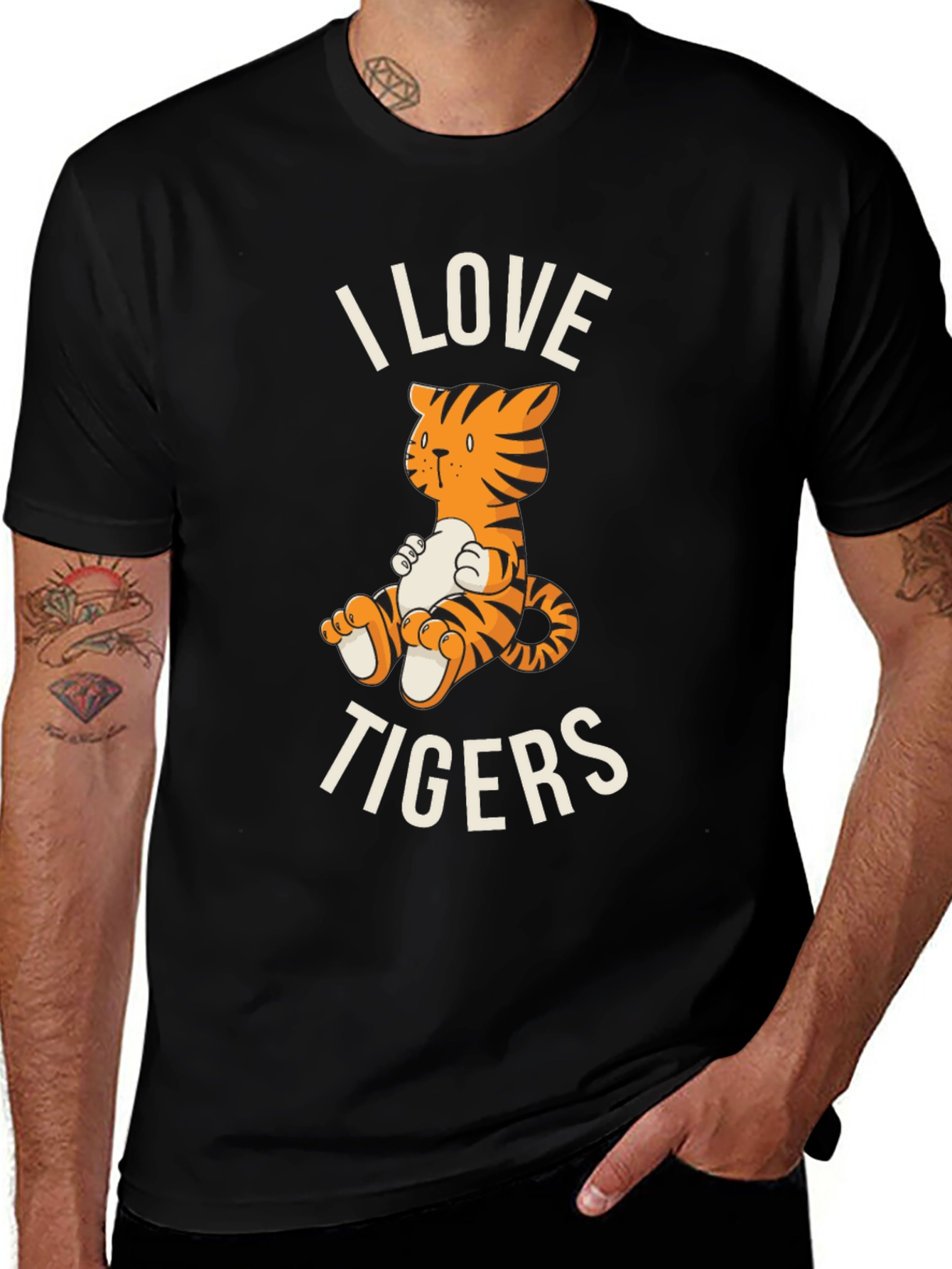 I Love Tigers Graphic Tee - Cute Cartoon Tiger T-Shirt