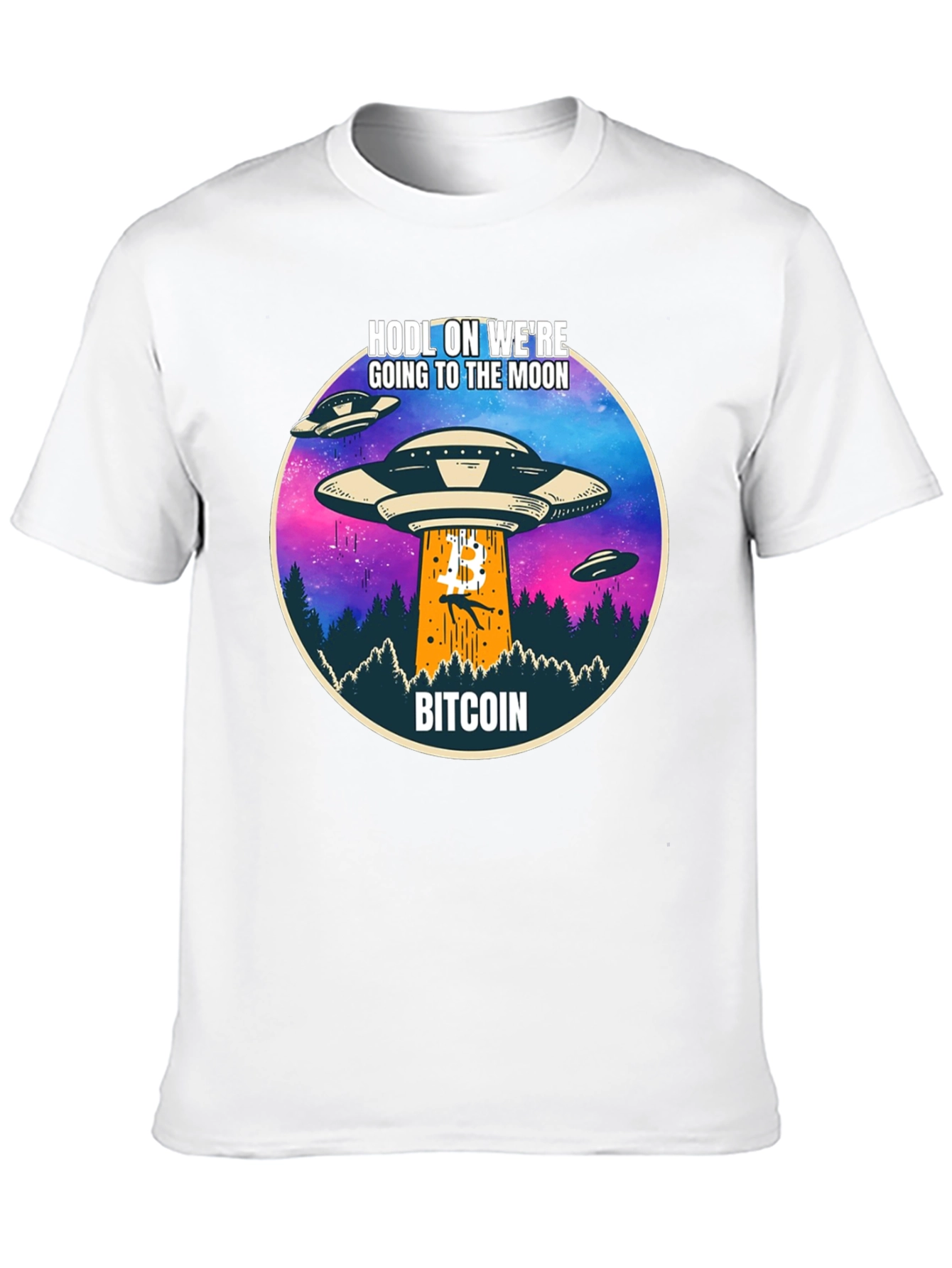Bitcoin HODL to the Moon UFO T-Shirt