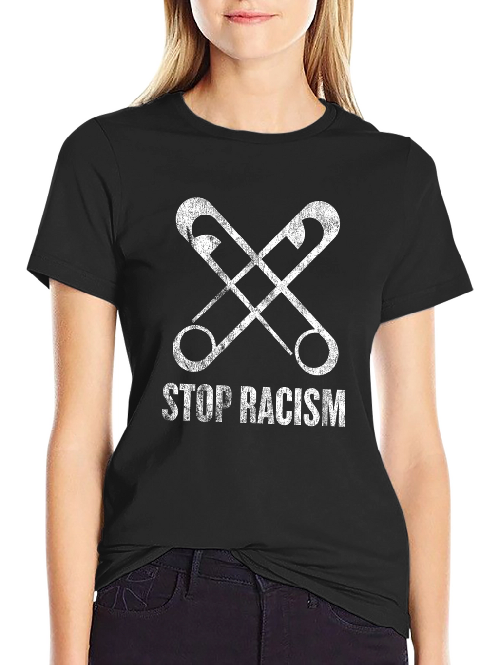 Stop Racism Safety Pin Graphic T-Shirt
