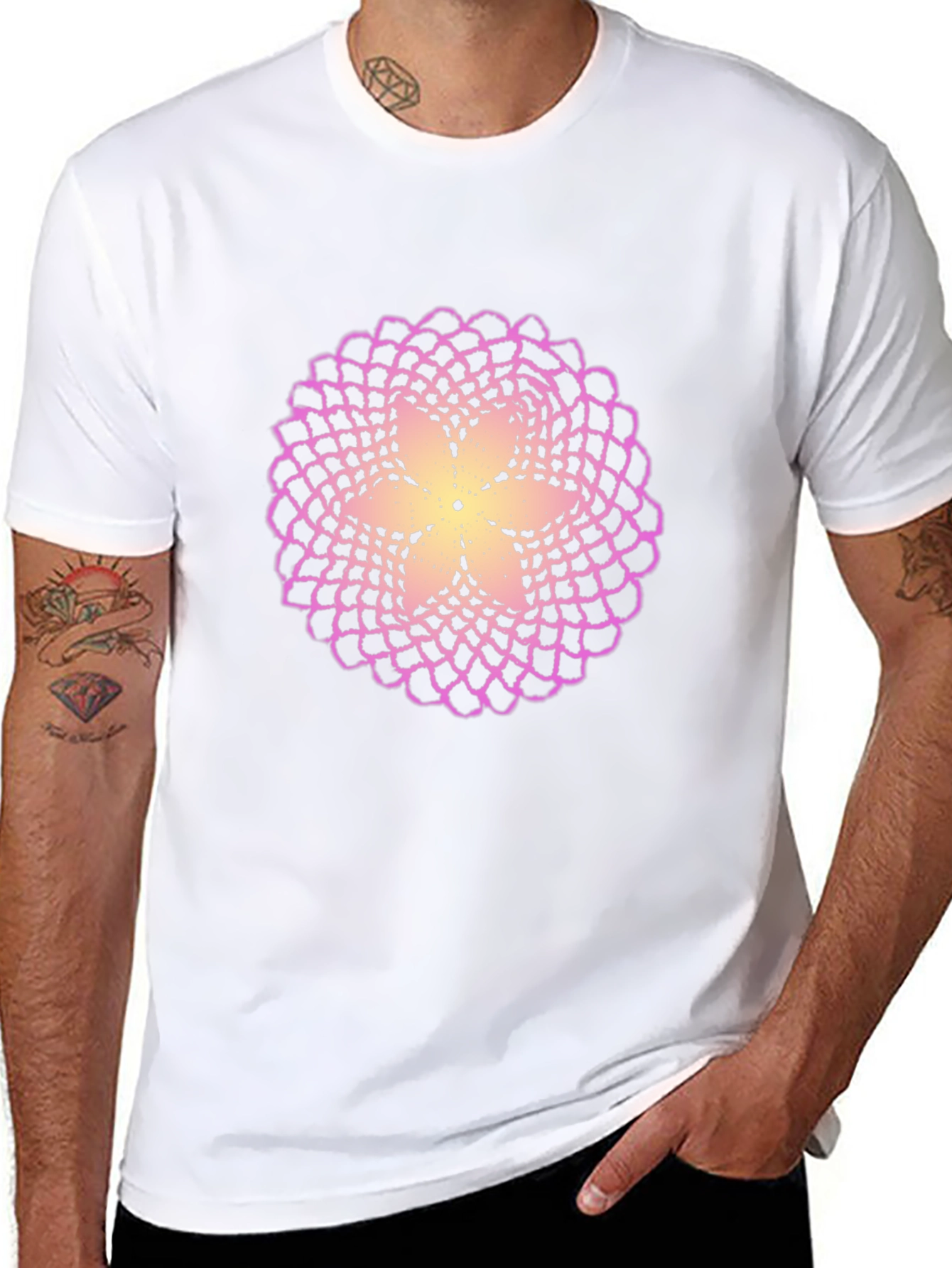 Flower Mandala Graphic Black T-Shirt