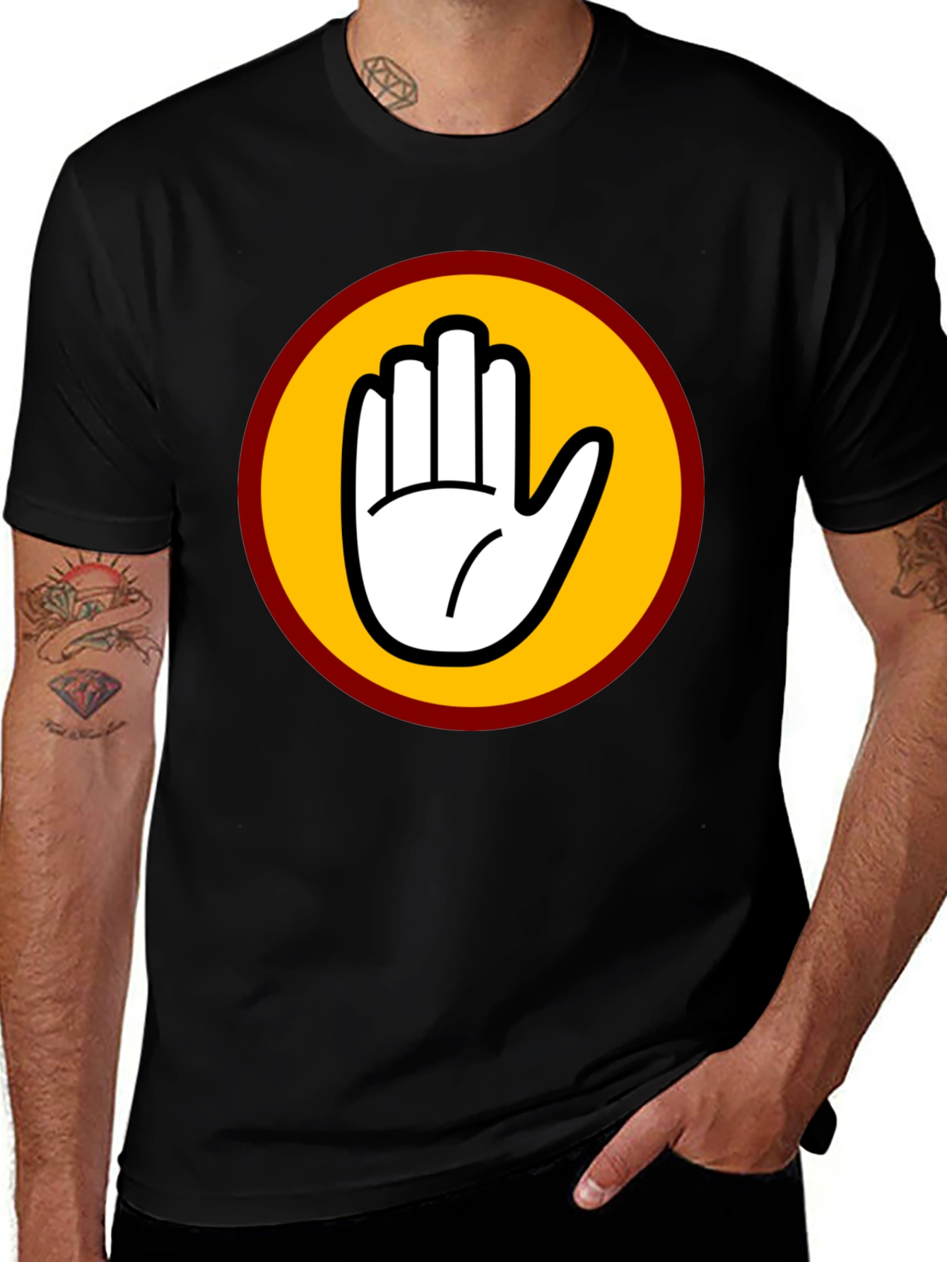 Black T-Shirt with Bold Hand Graphic