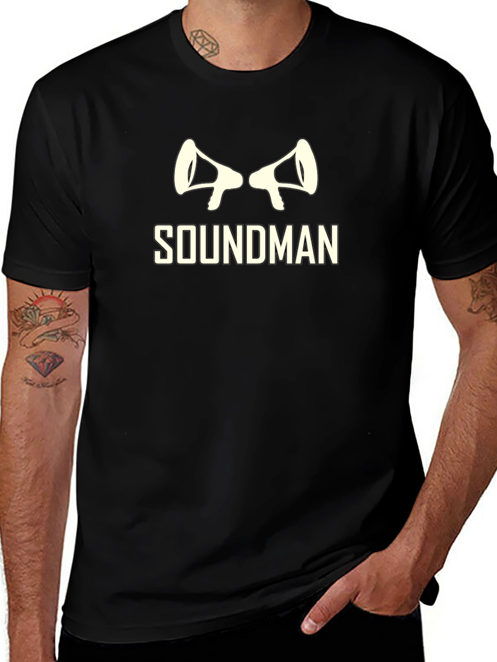 Soundman Graphic Tee - Black Cotton T-Shirt