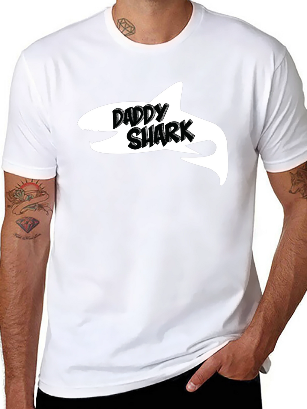 Daddy Shark Black Cotton Graphic T-Shirt