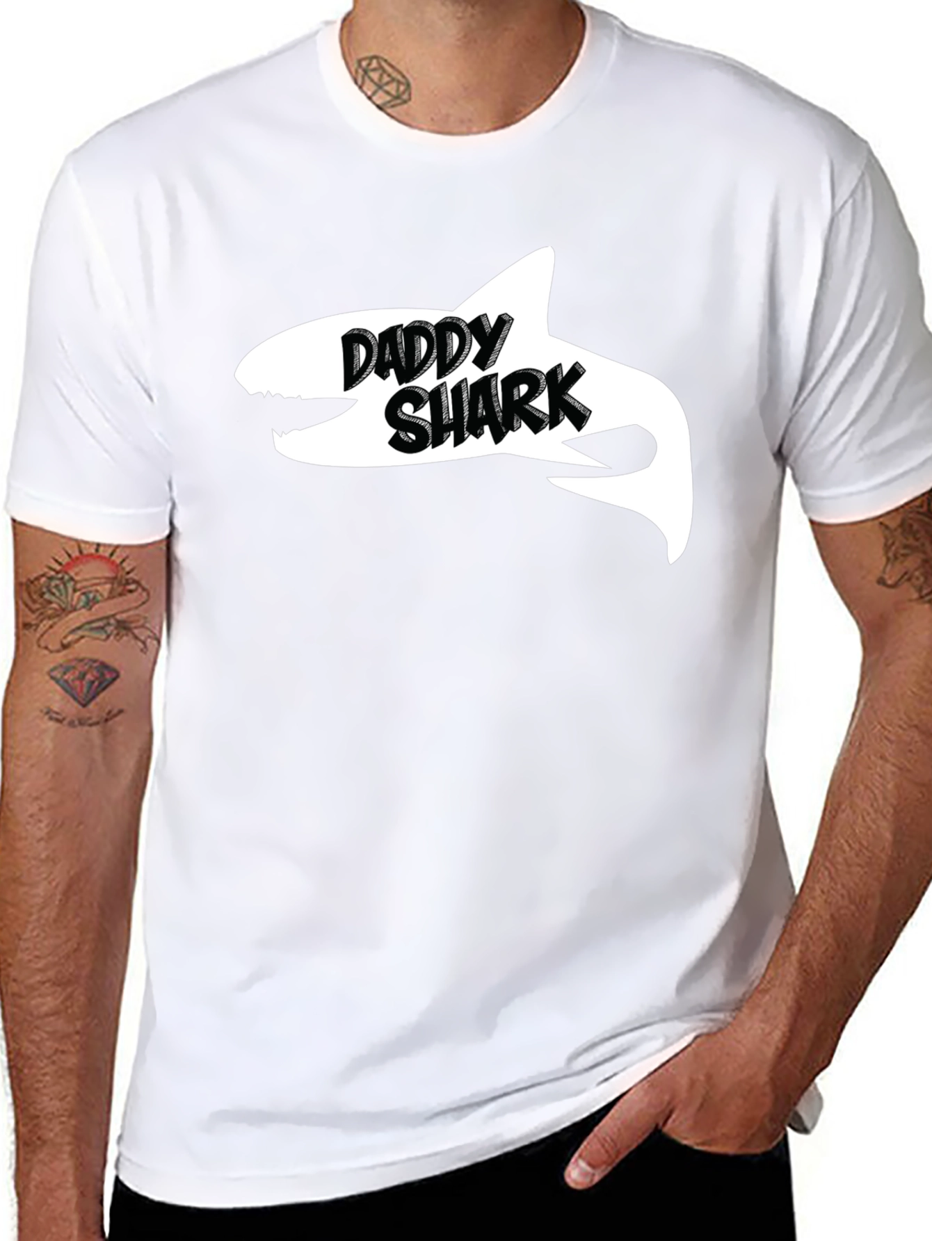 Daddy Shark Black Cotton Graphic T-Shirt