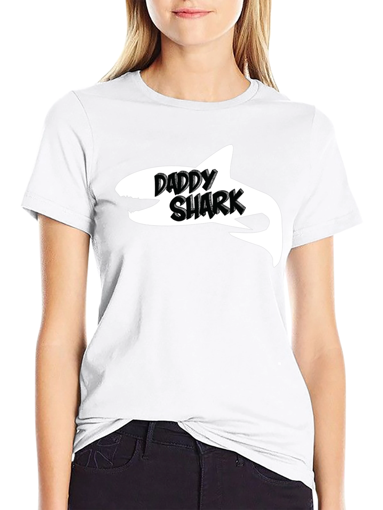 Daddy Shark Black Cotton Graphic T-Shirt