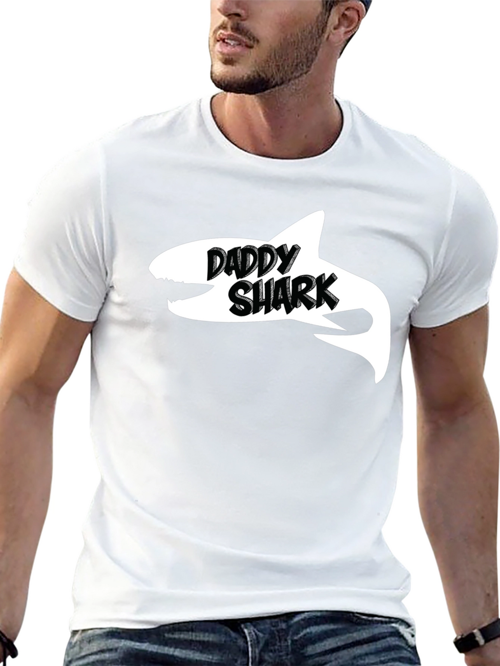 Daddy Shark Black Cotton Graphic T-Shirt
