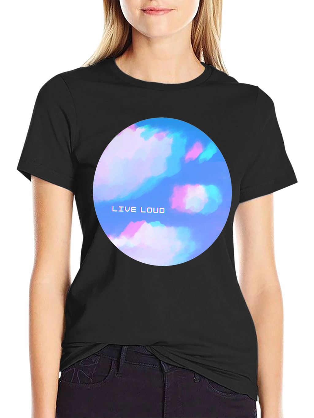 Live Loud Graphic Print Black T-Shirt