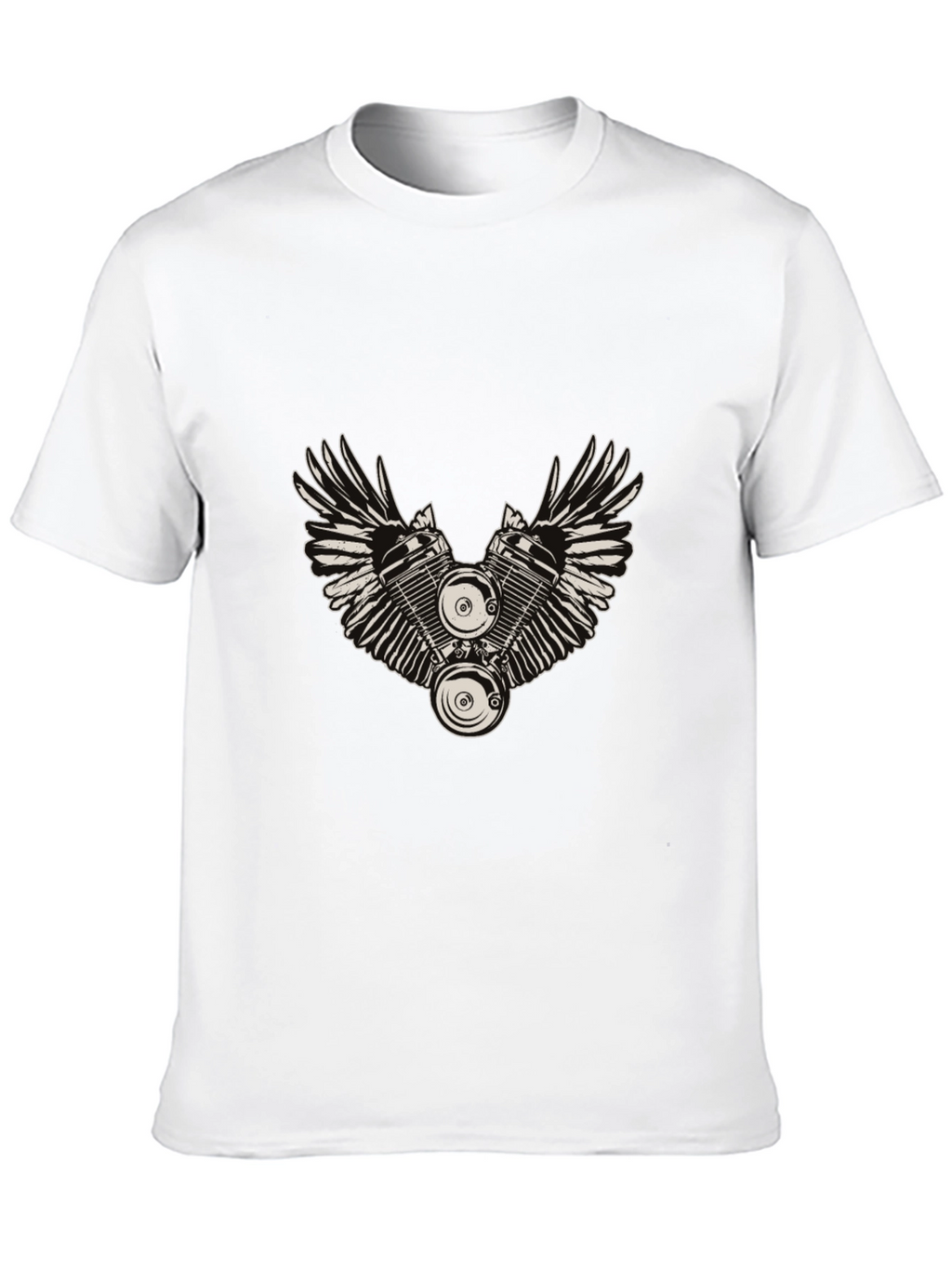 Winged Engine Graphic T-Shirt - Black Cotton