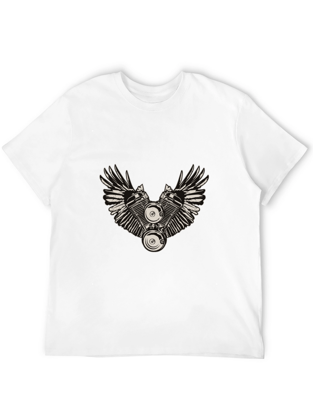 Winged Engine Graphic T-Shirt - Black Cotton