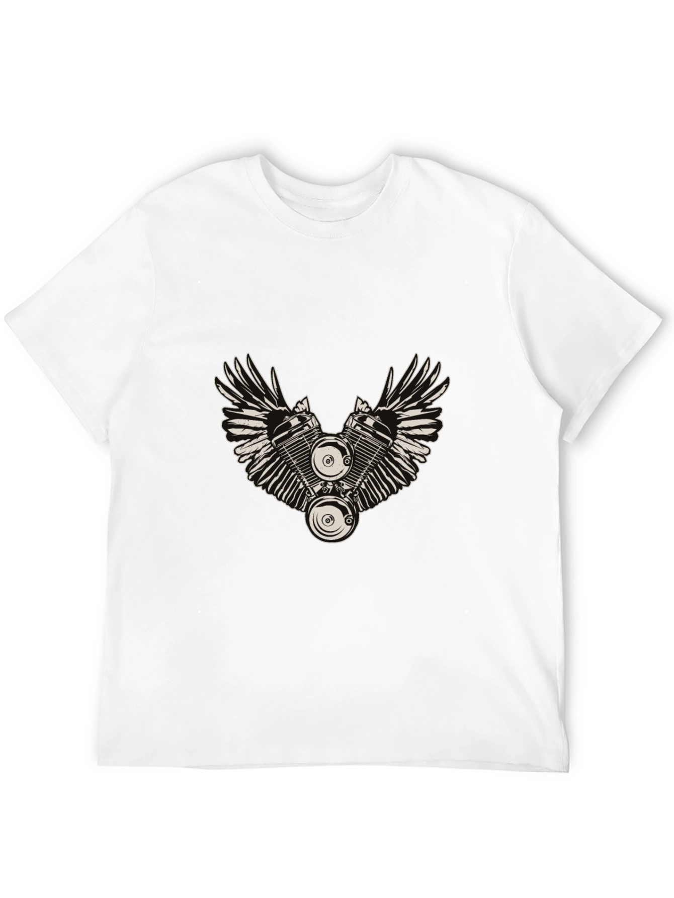 Winged Engine Graphic T-Shirt - Black Cotton
