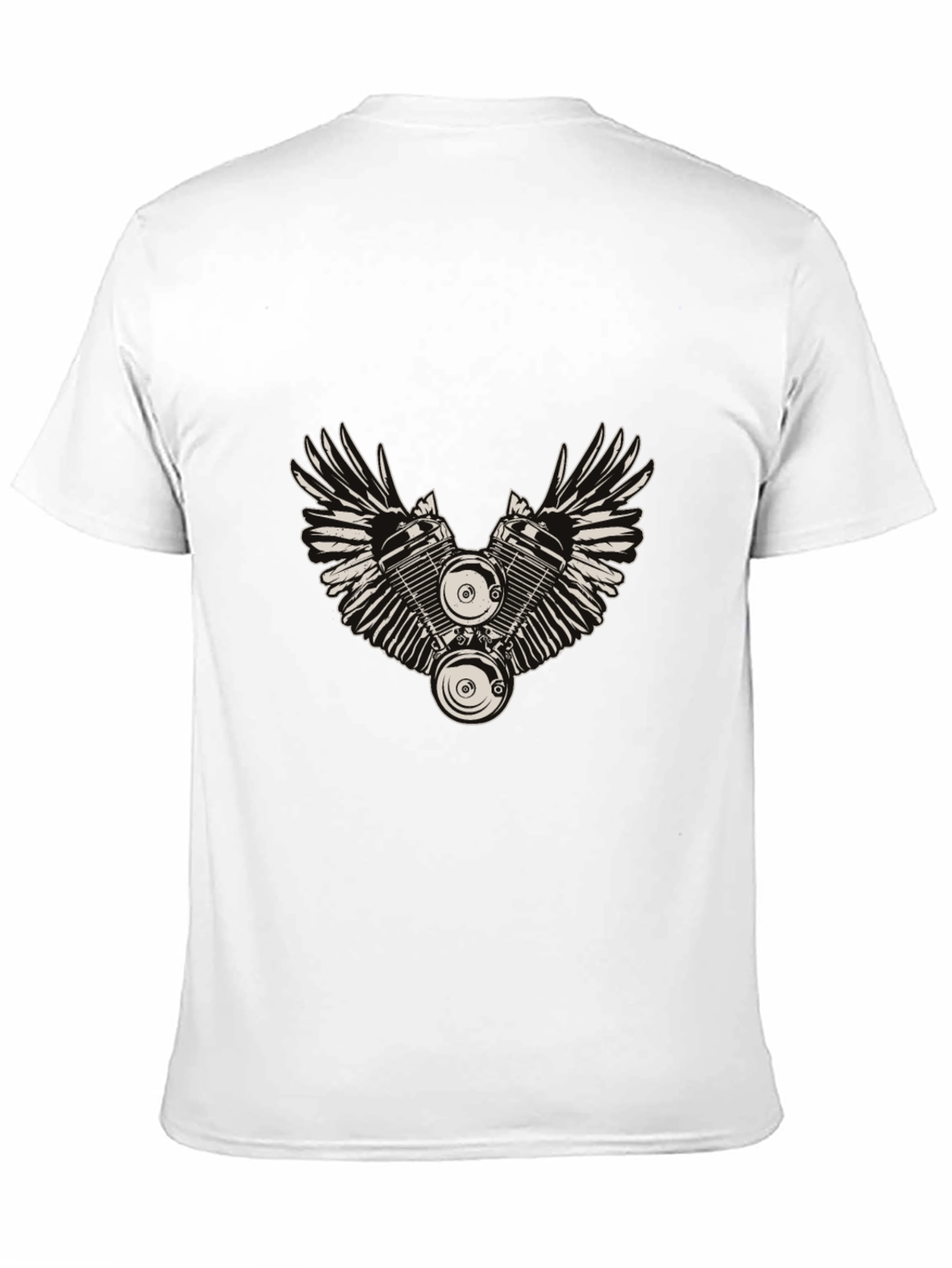 Winged Engine Graphic T-Shirt - Black Cotton