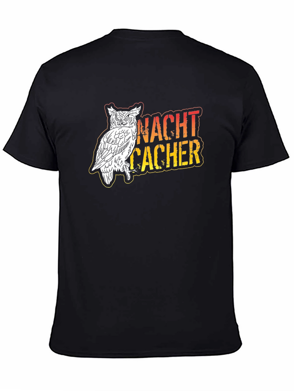 Night Cacher Owl Graphic Tee - Black Cotton T-Shirt