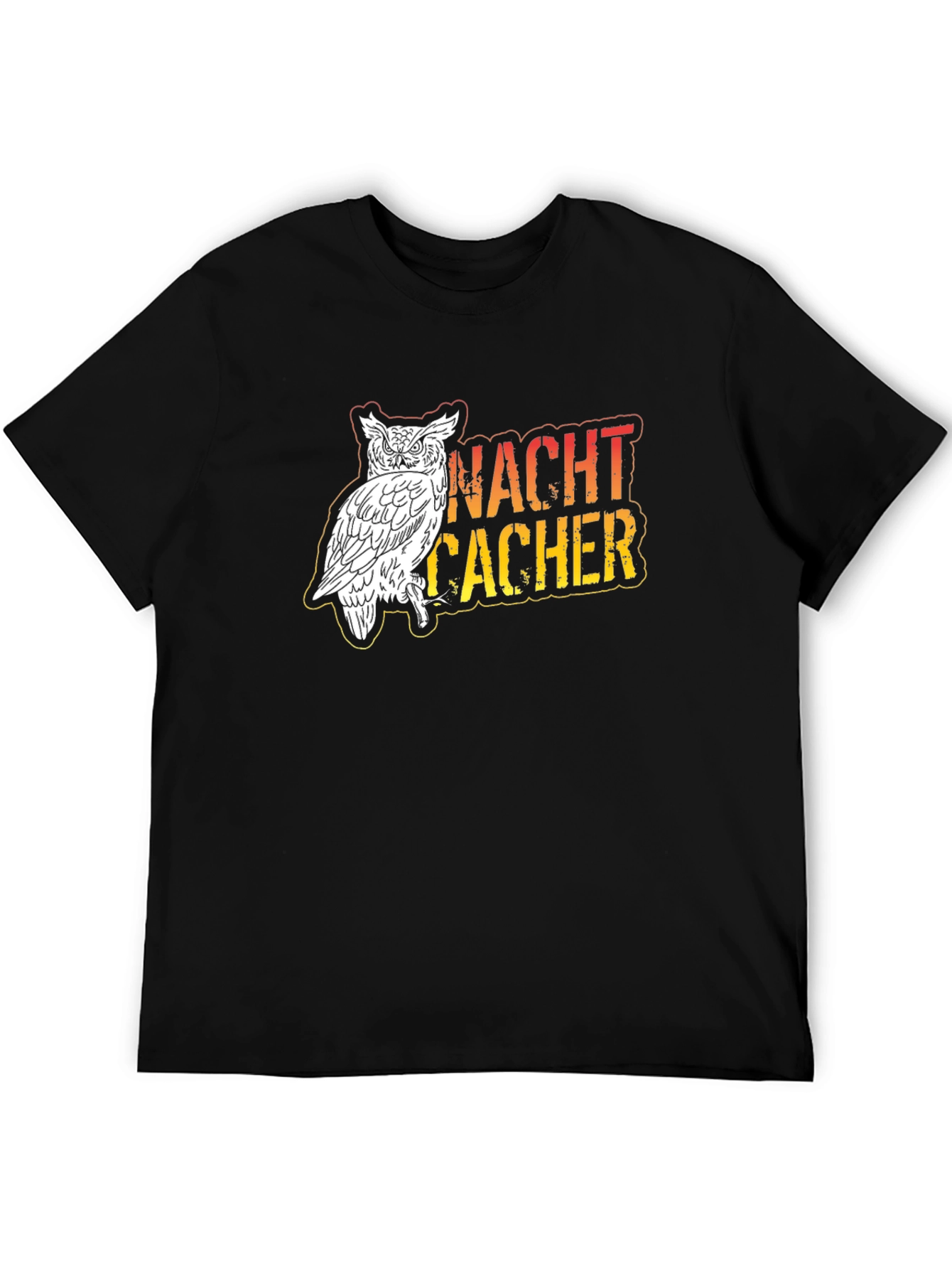 Night Cacher Owl Graphic Tee - Black Cotton T-Shirt