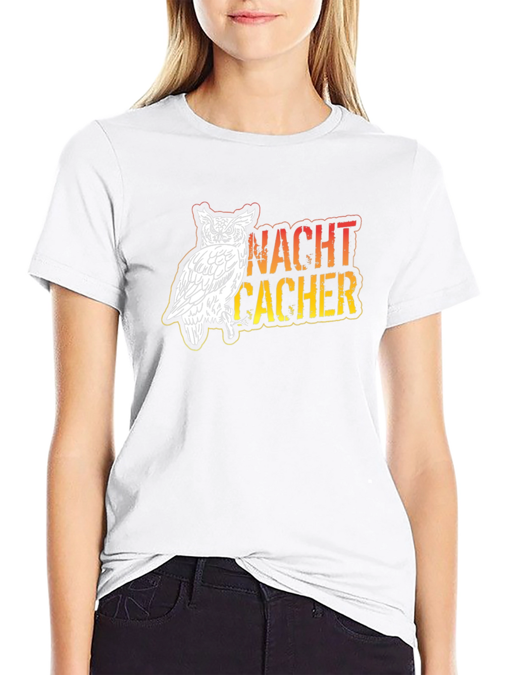 Night Cacher Owl Graphic Tee - Black Cotton T-Shirt