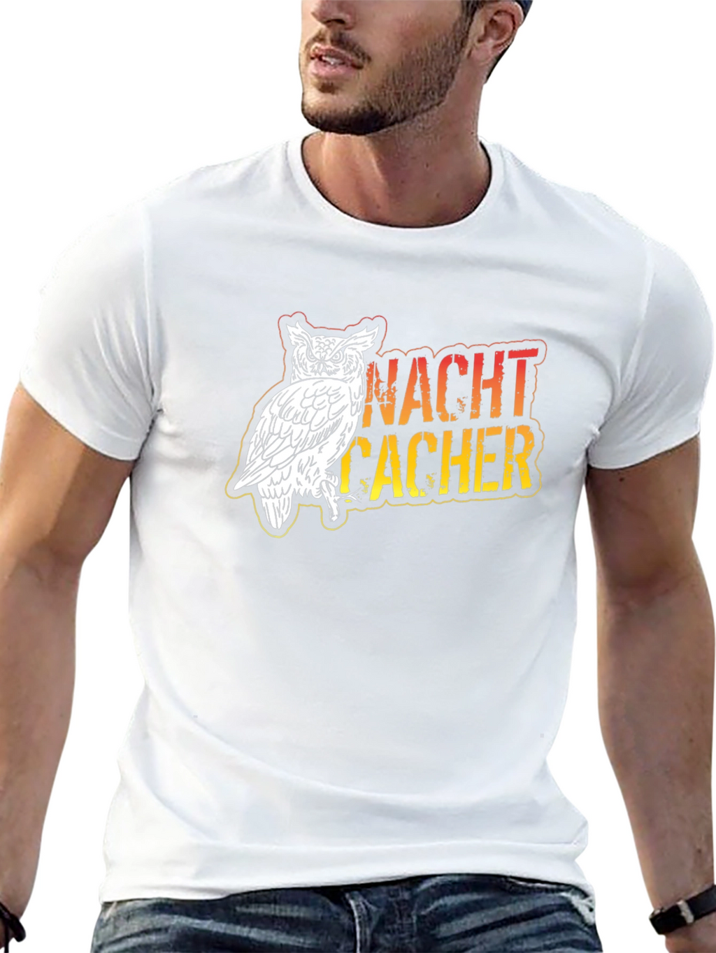Night Cacher Owl Graphic Tee - Black Cotton T-Shirt