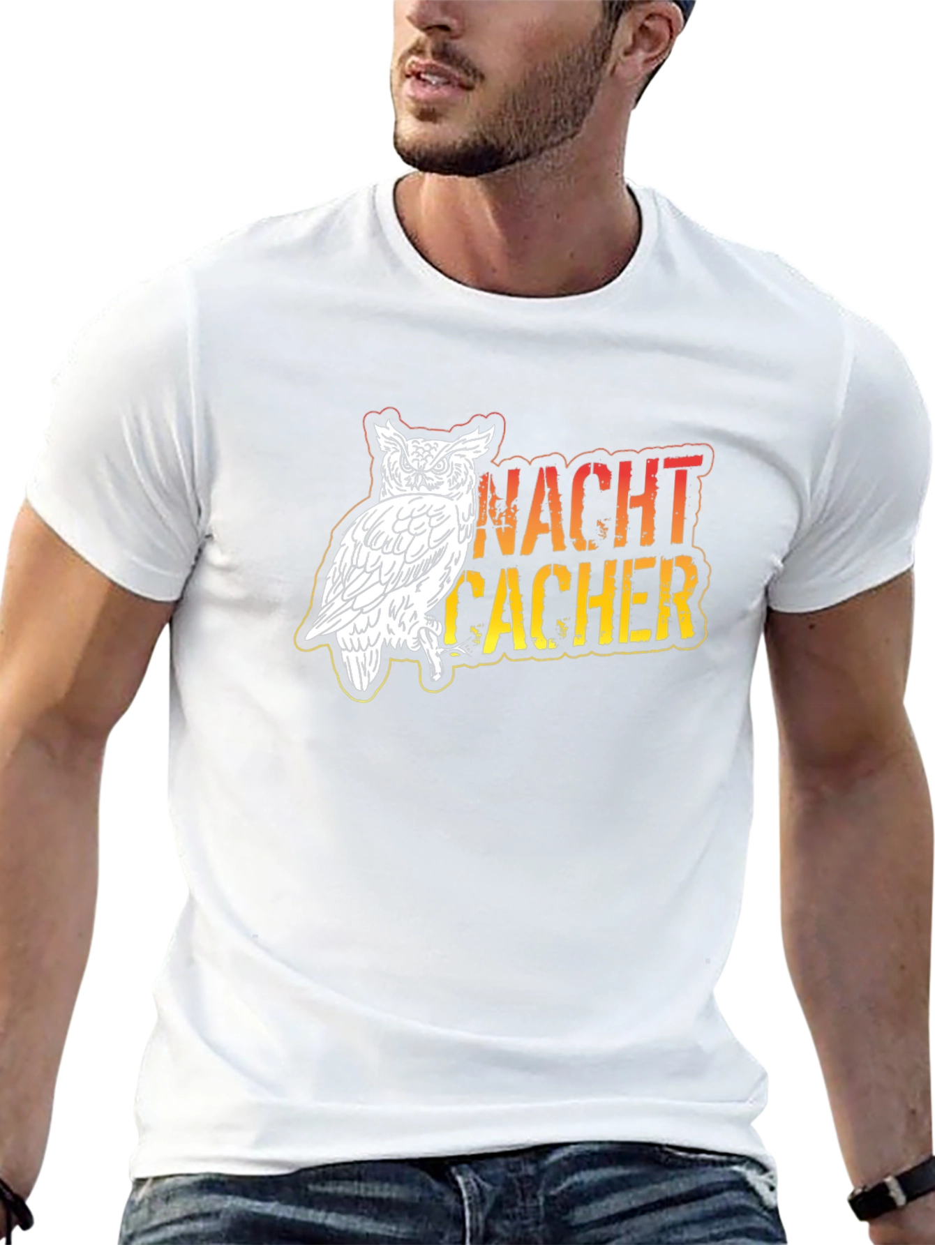Night Cacher Owl Graphic Tee - Black Cotton T-Shirt