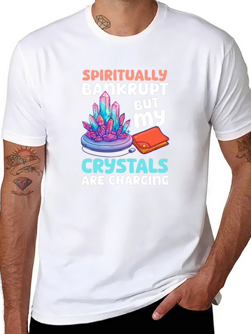 Spiritually Bankrupt Crystals Charging T-Shirt