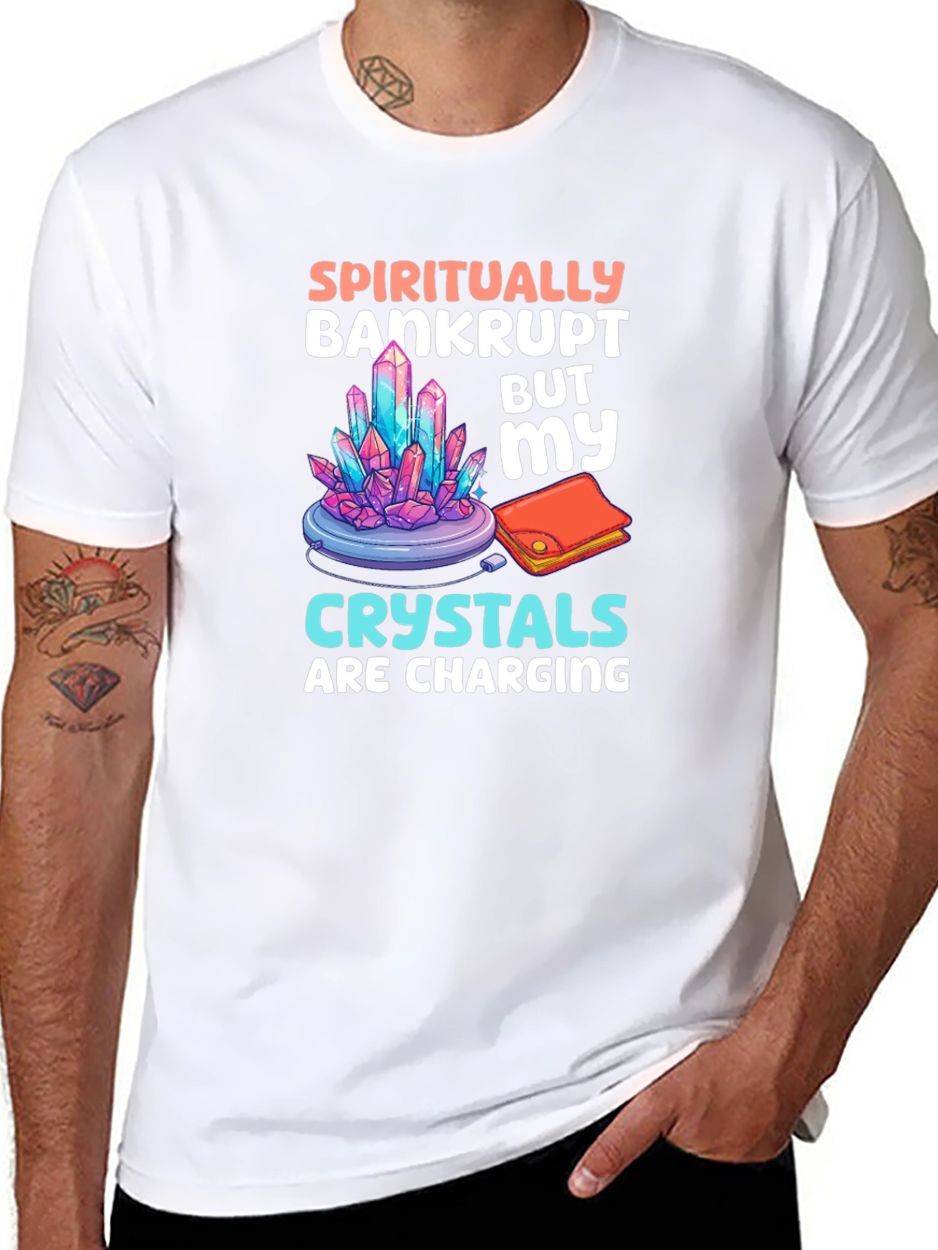 Spiritually Bankrupt Crystals Charging T-Shirt